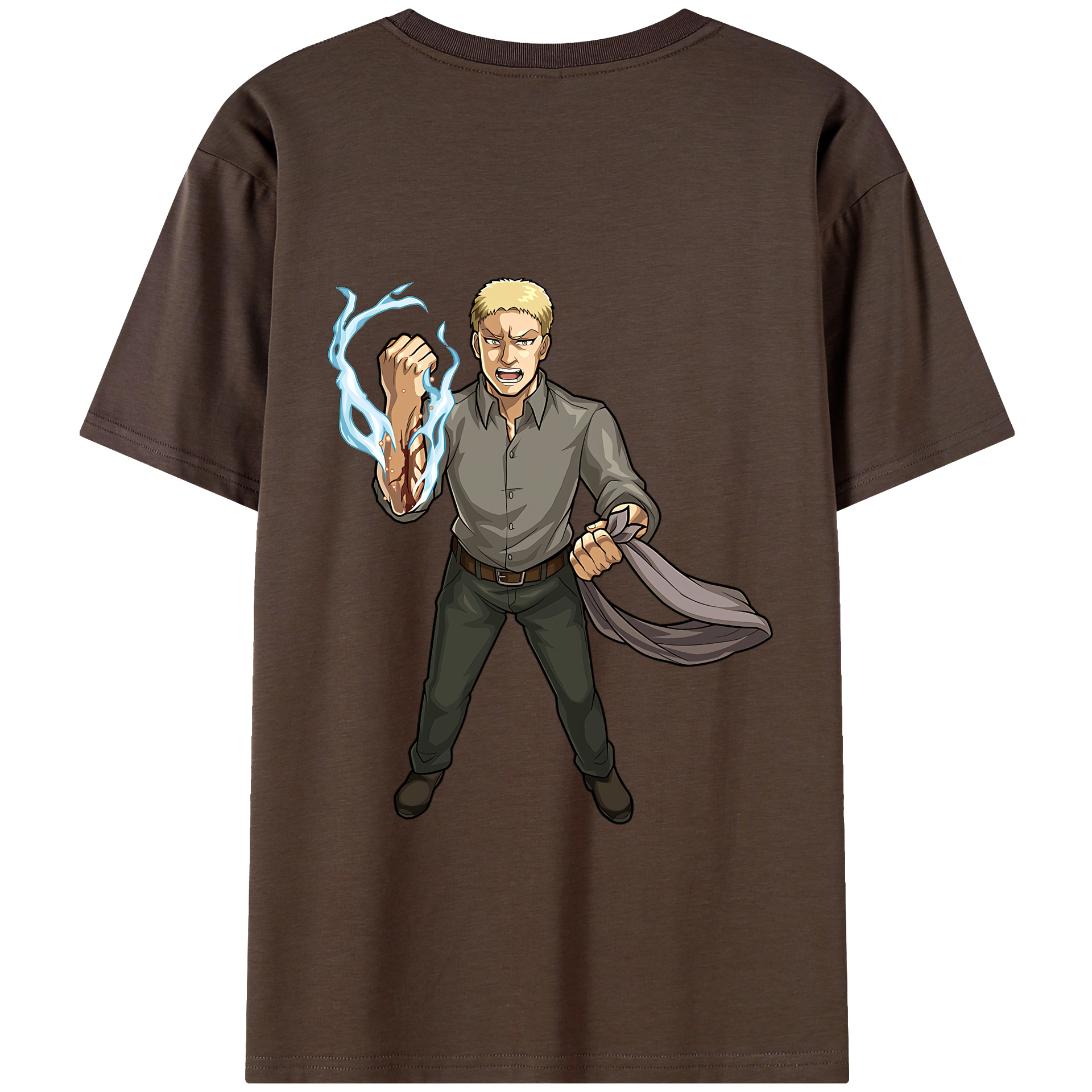 （画像用） 進撃の巨人 ライナー・ブラウン Attack on Titan Reiner Braun 綿100％半袖Tシャツ（背面プリント）
