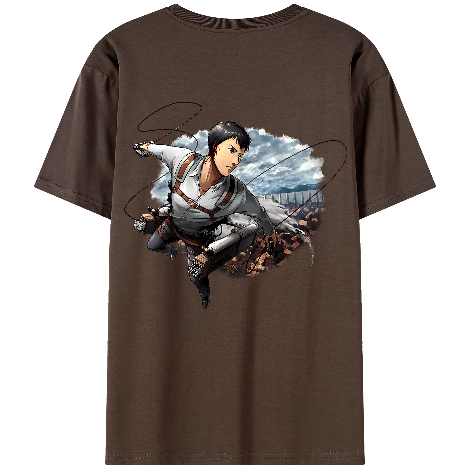 （画像用） 進撃の巨人 ベルトルト・フーバー Attack on Titan Bertholdt Hoover 綿100％半袖Tシャツ（背面プリント）