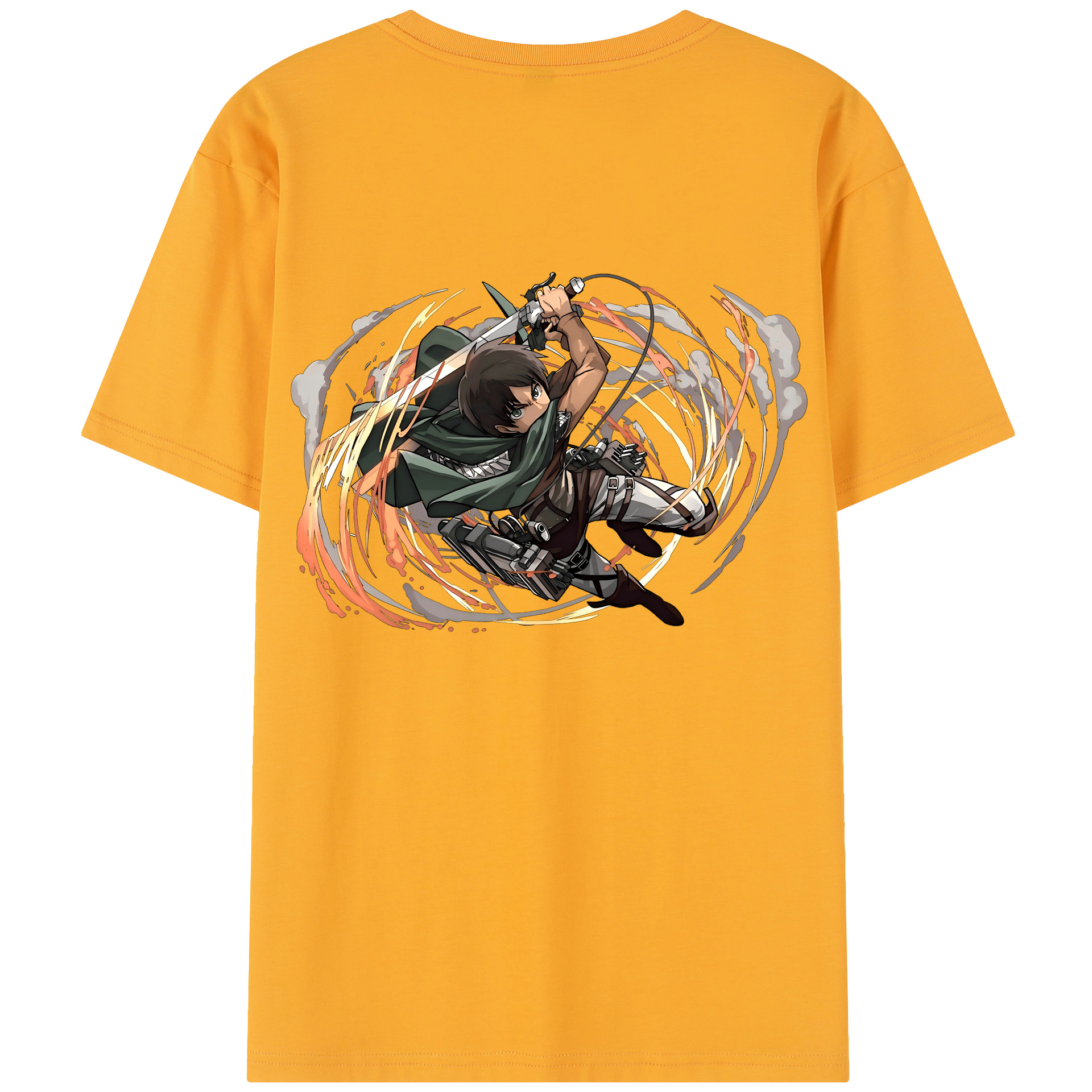 （画像用） 進撃の巨人 エレン･イェーガー Attack on Titan Eren Jäger 綿100％半袖Tシャツ（背面プリント）