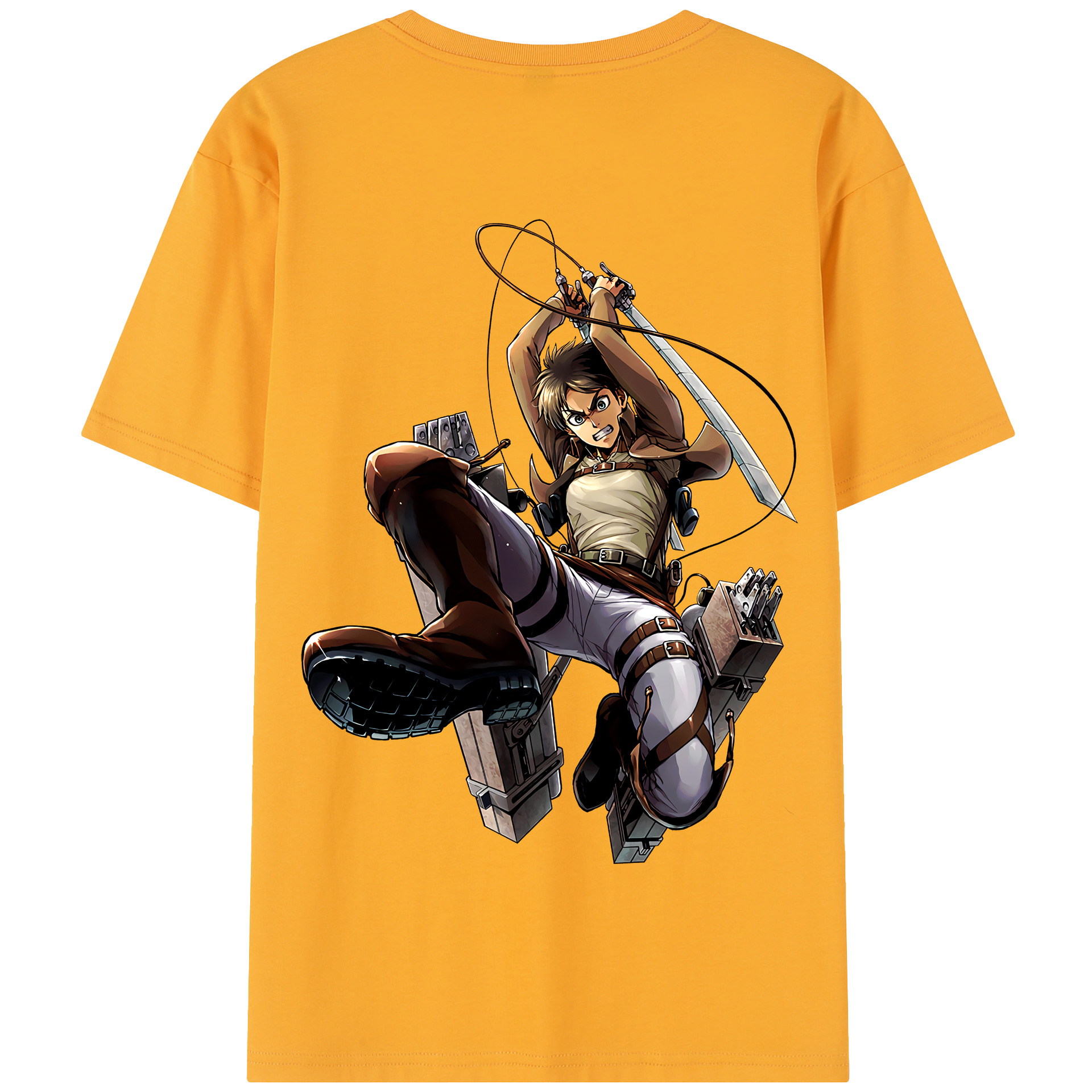 （画像用） 進撃の巨人 エレン･イェーガー Attack on Titan Eren Jäger 綿100％半袖Tシャツ（背面プリント）