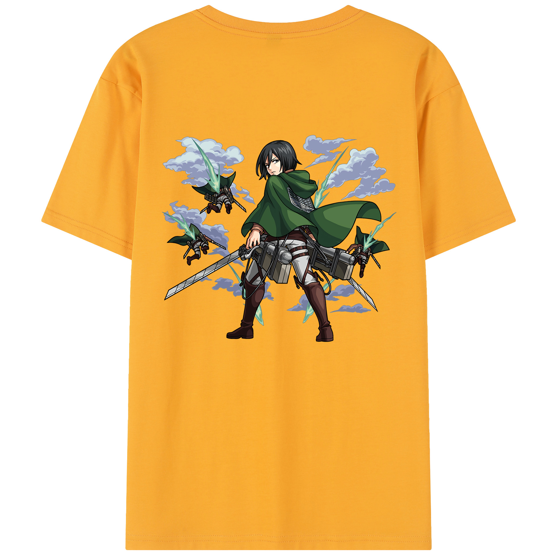 （画像用） 進撃の巨人 ミカサ·アッカーマン Attack on Titan Mikasa Ackerman 綿100％半袖Tシャツ（背面プリント）