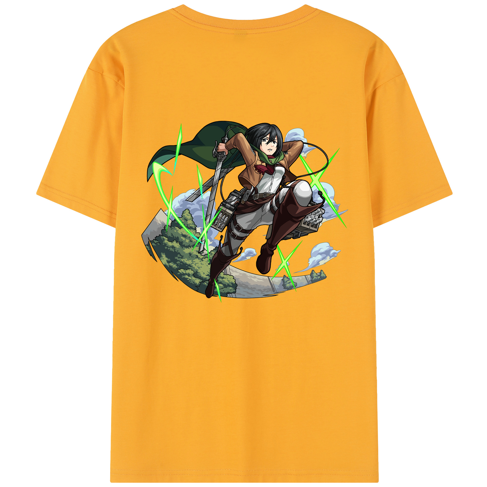 （画像用） 進撃の巨人 ミカサ·アッカーマン Attack on Titan Mikasa Ackerman 綿100％半袖Tシャツ（背面プリント）