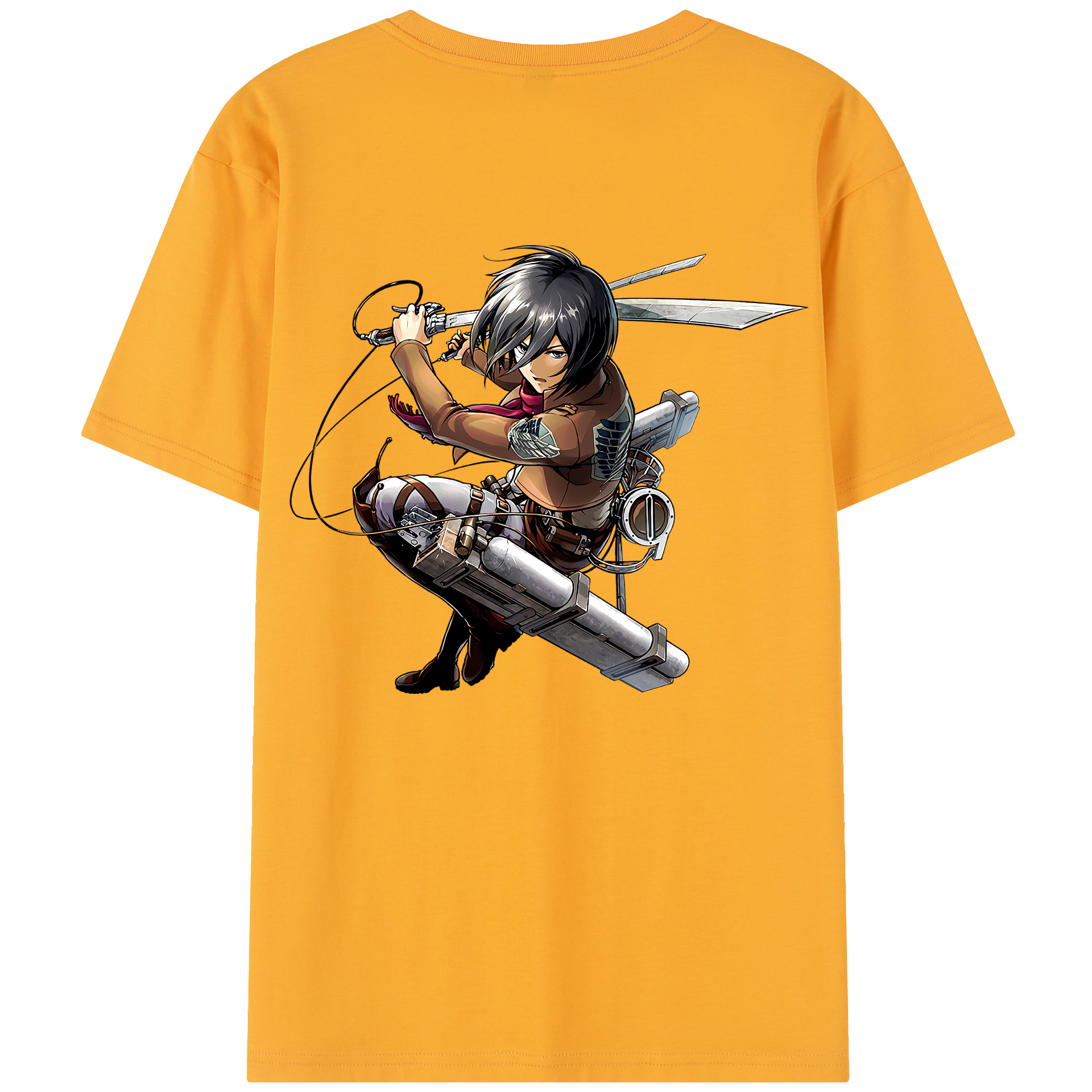 （画像用） 進撃の巨人 ミカサ·アッカーマン Attack on Titan Mikasa Ackerman 綿100％半袖Tシャツ（背面プリント）