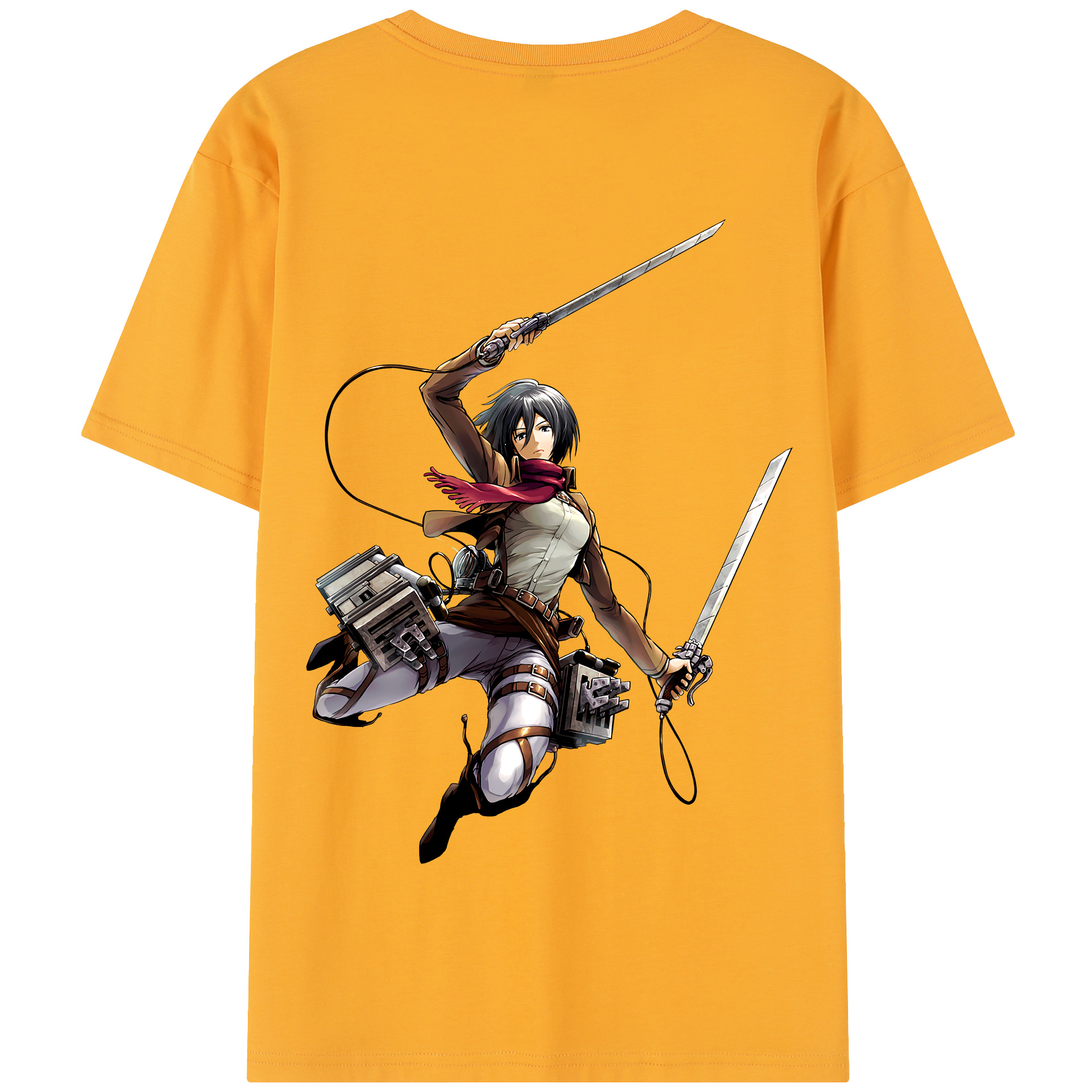 （画像用） 進撃の巨人 ミカサ·アッカーマン Attack on Titan Mikasa Ackerman 綿100％半袖Tシャツ（背面プリント）