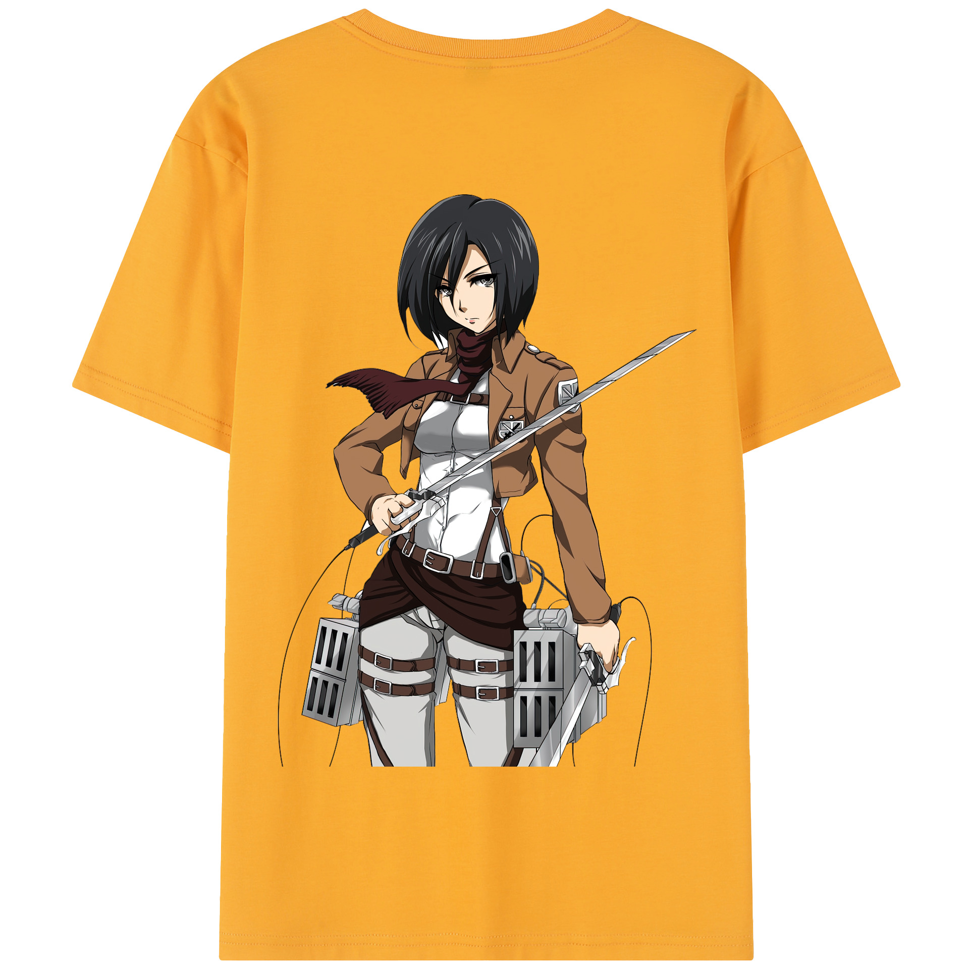 （画像用） 進撃の巨人 ミカサ·アッカーマン Attack on Titan Mikasa Ackerman 綿100％半袖Tシャツ（背面プリント）