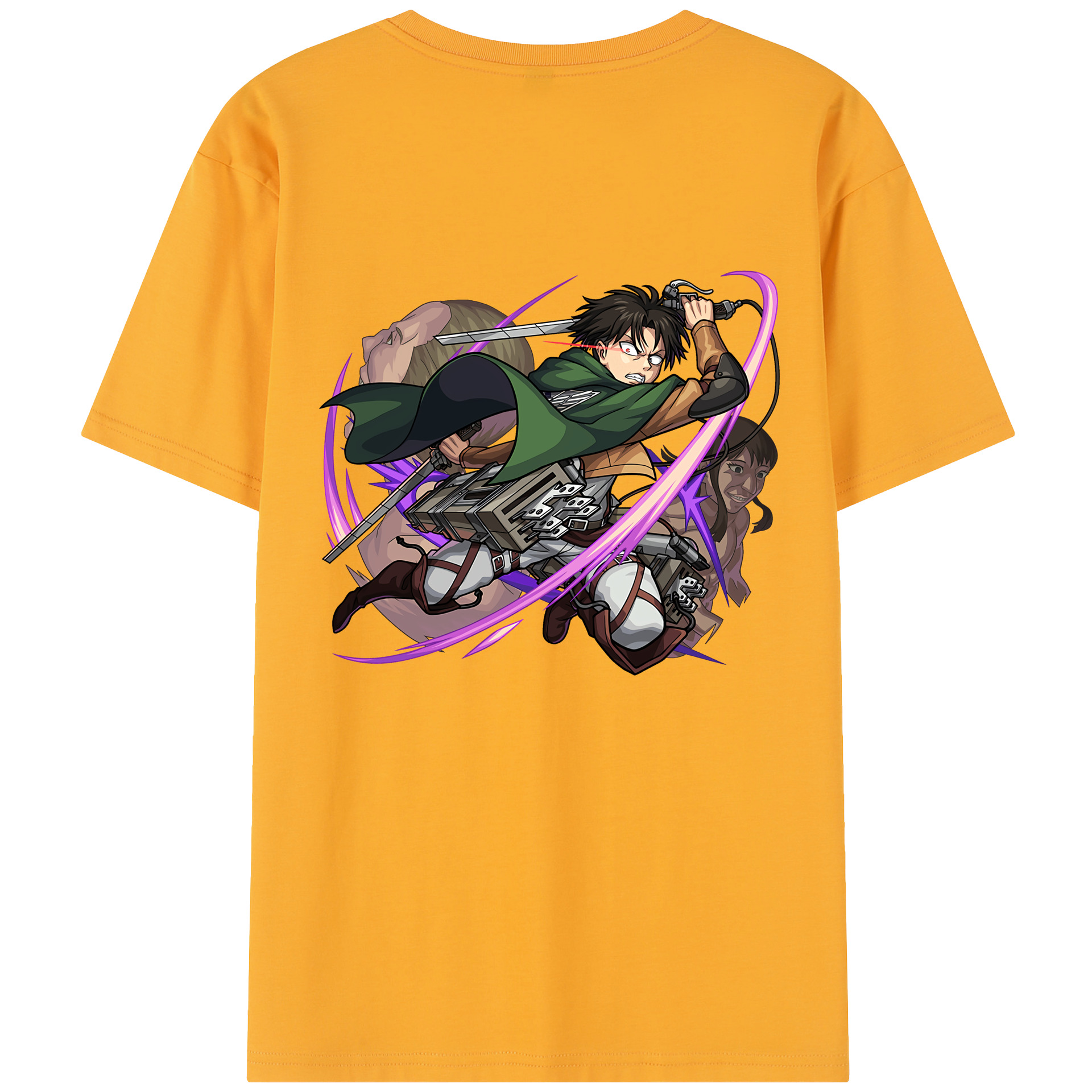 （画像用） 進撃の巨人 リヴァイ·アッカーマン Attack on Titan Levi Ackerman 綿100％半袖Tシャツ（背面プリント）