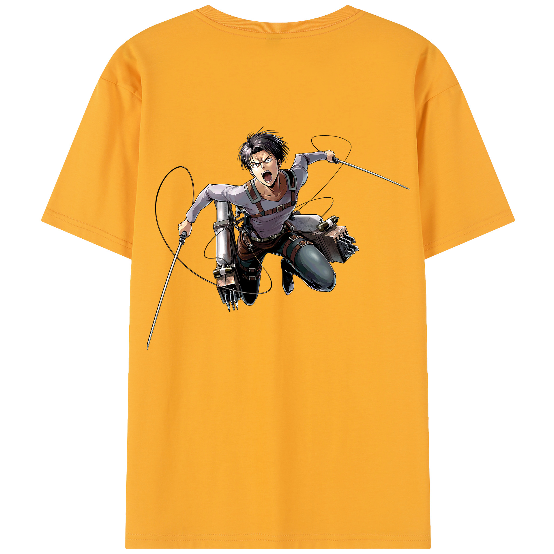 （画像用） 進撃の巨人 リヴァイ·アッカーマン Attack on Titan Levi Ackerman 綿100％半袖Tシャツ（背面プリント）