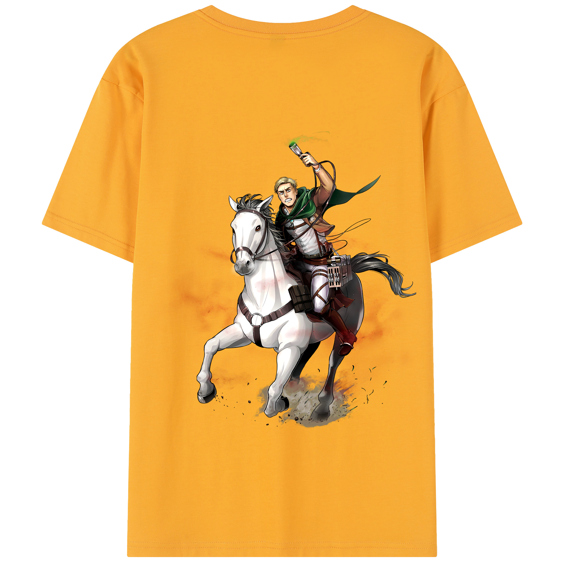 （画像用） 進撃の巨人 エルヴィン・スミス Attack on Titan Erwin Smith 綿100％半袖Tシャツ（背面プリント）
