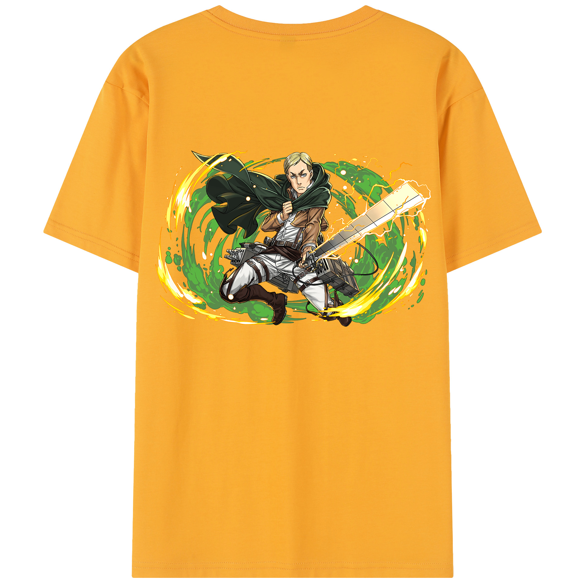 （画像用） 進撃の巨人 エルヴィン・スミス Attack on Titan Erwin Smith 綿100％半袖Tシャツ（背面プリント）