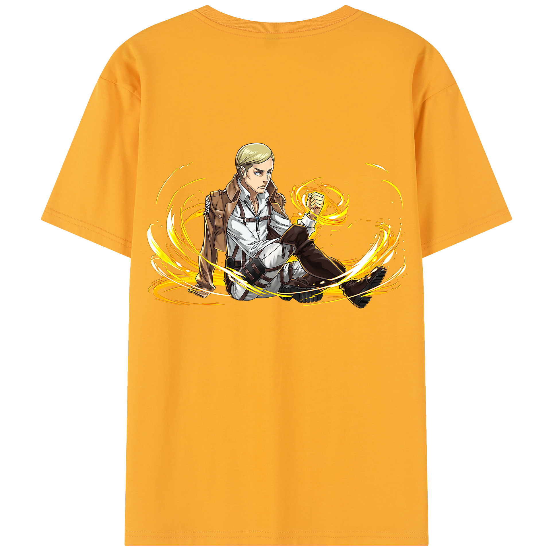 （画像用） 進撃の巨人 エルヴィン・スミス Attack on Titan Erwin Smith 綿100％半袖Tシャツ（背面プリント）
