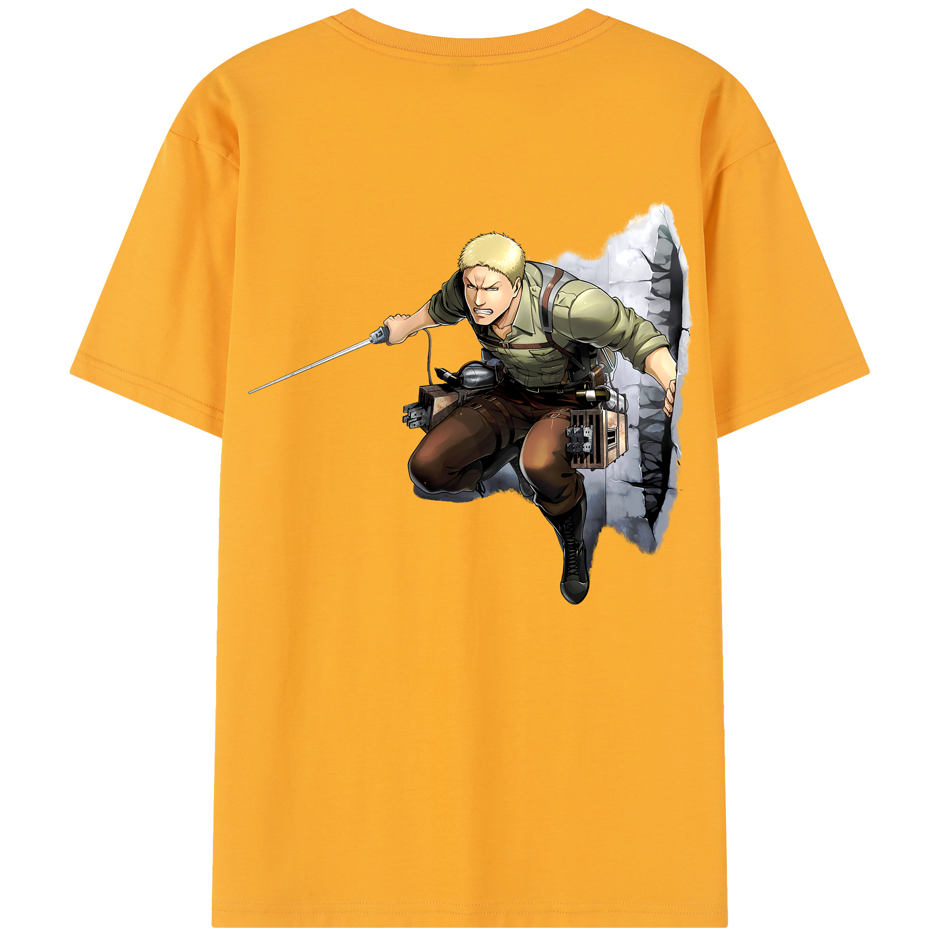 （画像用） 進撃の巨人 ライナー・ブラウン Attack on Titan Reiner Braun 綿100％半袖Tシャツ（背面プリント）