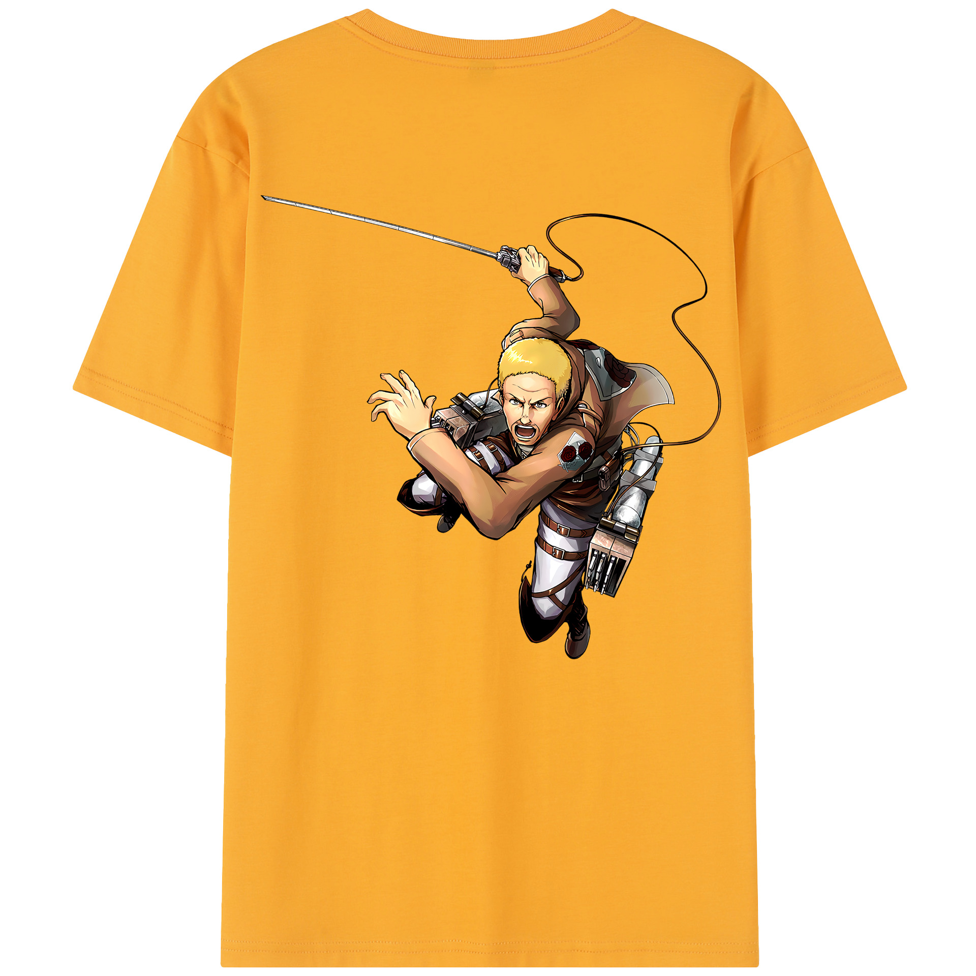 （画像用） 進撃の巨人 ハンネス Attack on Titan Hannes 綿100％半袖Tシャツ（背面プリント）