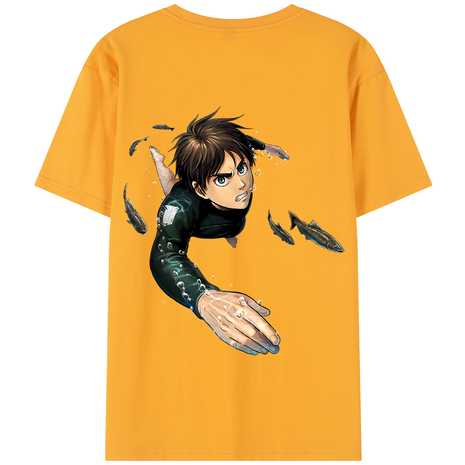 （画像用） 進撃の巨人 エレン･イェーガー Attack on Titan Eren Jäger 綿100％半袖Tシャツ（背面プリント）