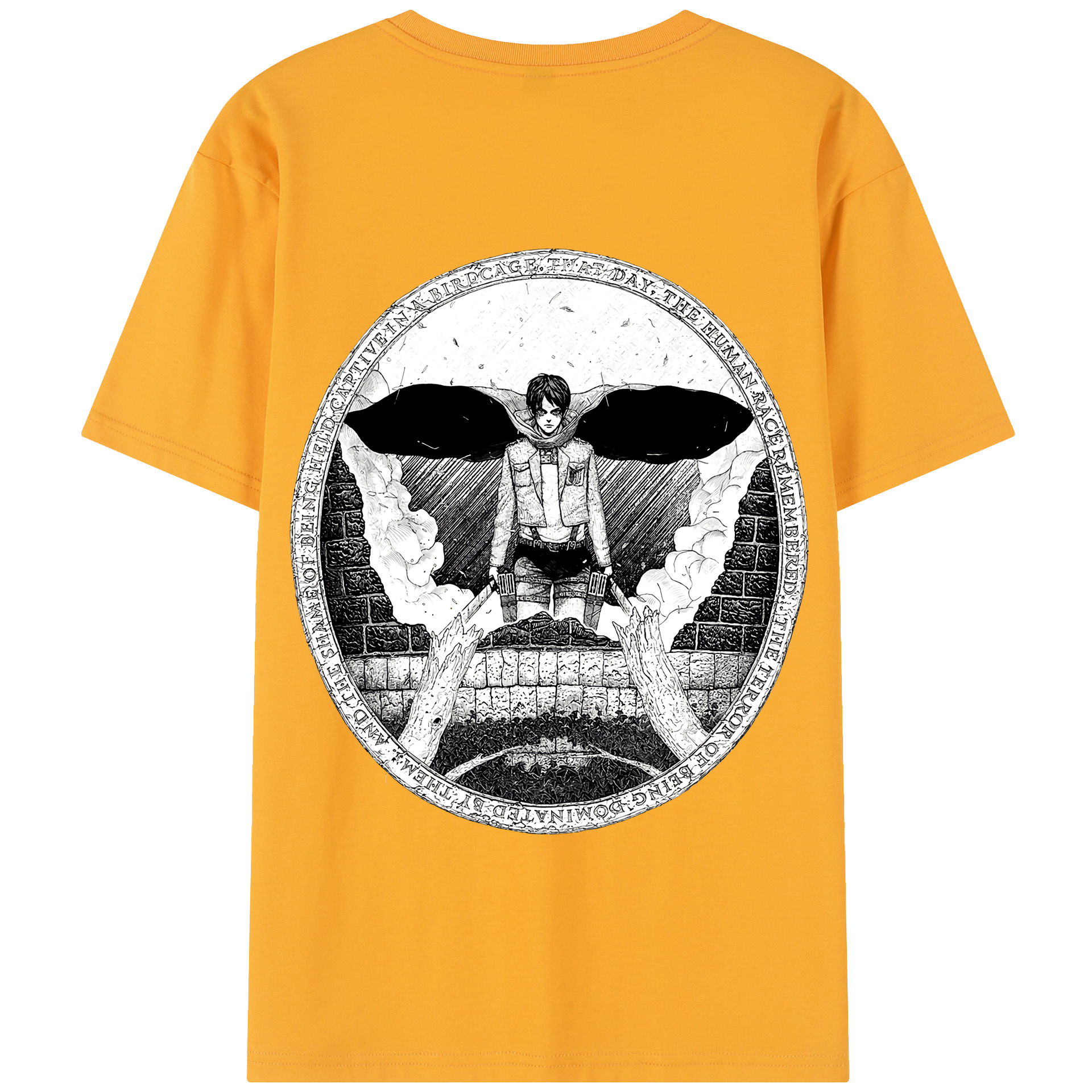 （画像用） 進撃の巨人 エレン･イェーガー Attack on Titan Eren Jäger 綿100％半袖Tシャツ（背面プリント）