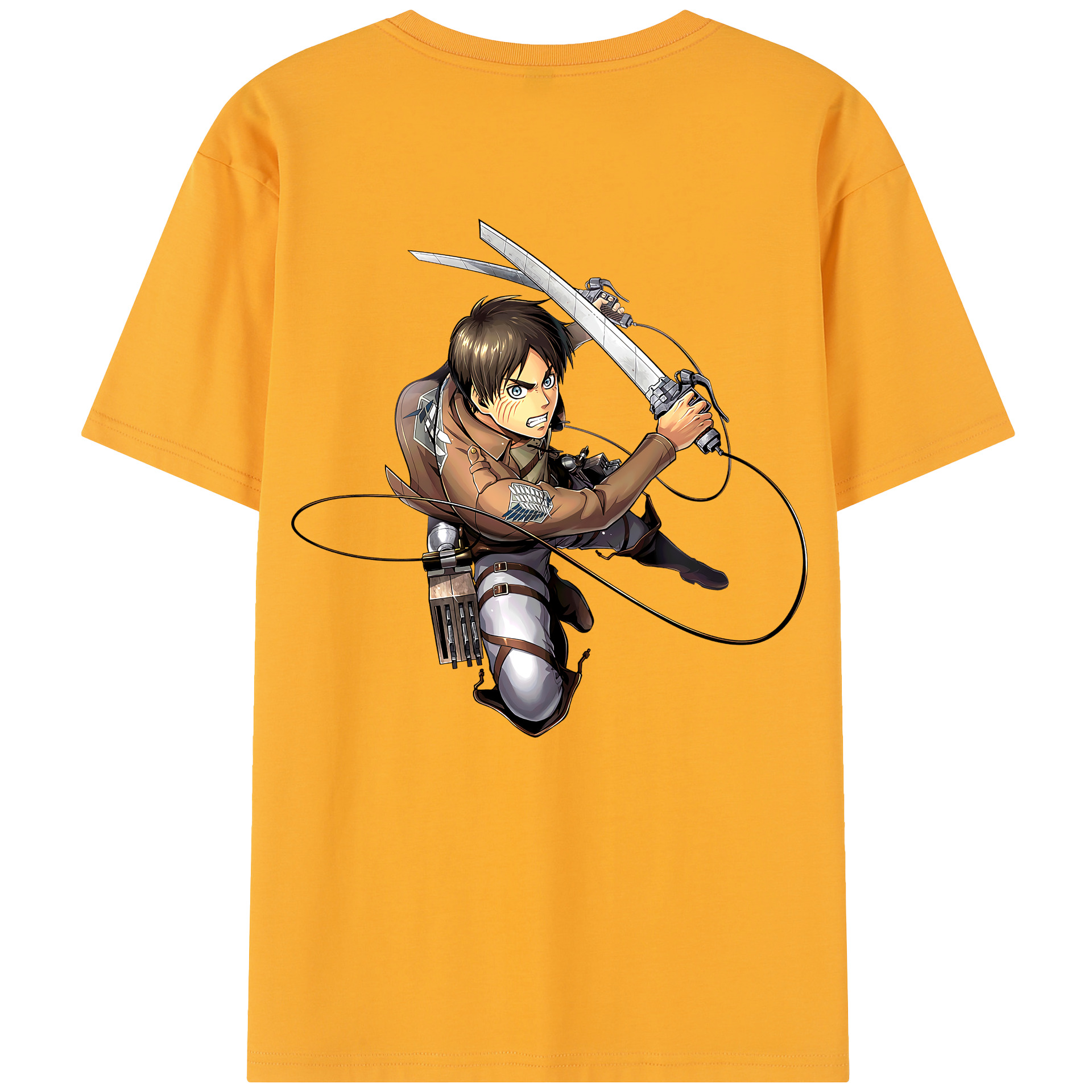 （画像用） 進撃の巨人 エレン･イェーガー Attack on Titan Eren Jäger 綿100％半袖Tシャツ（背面プリント）