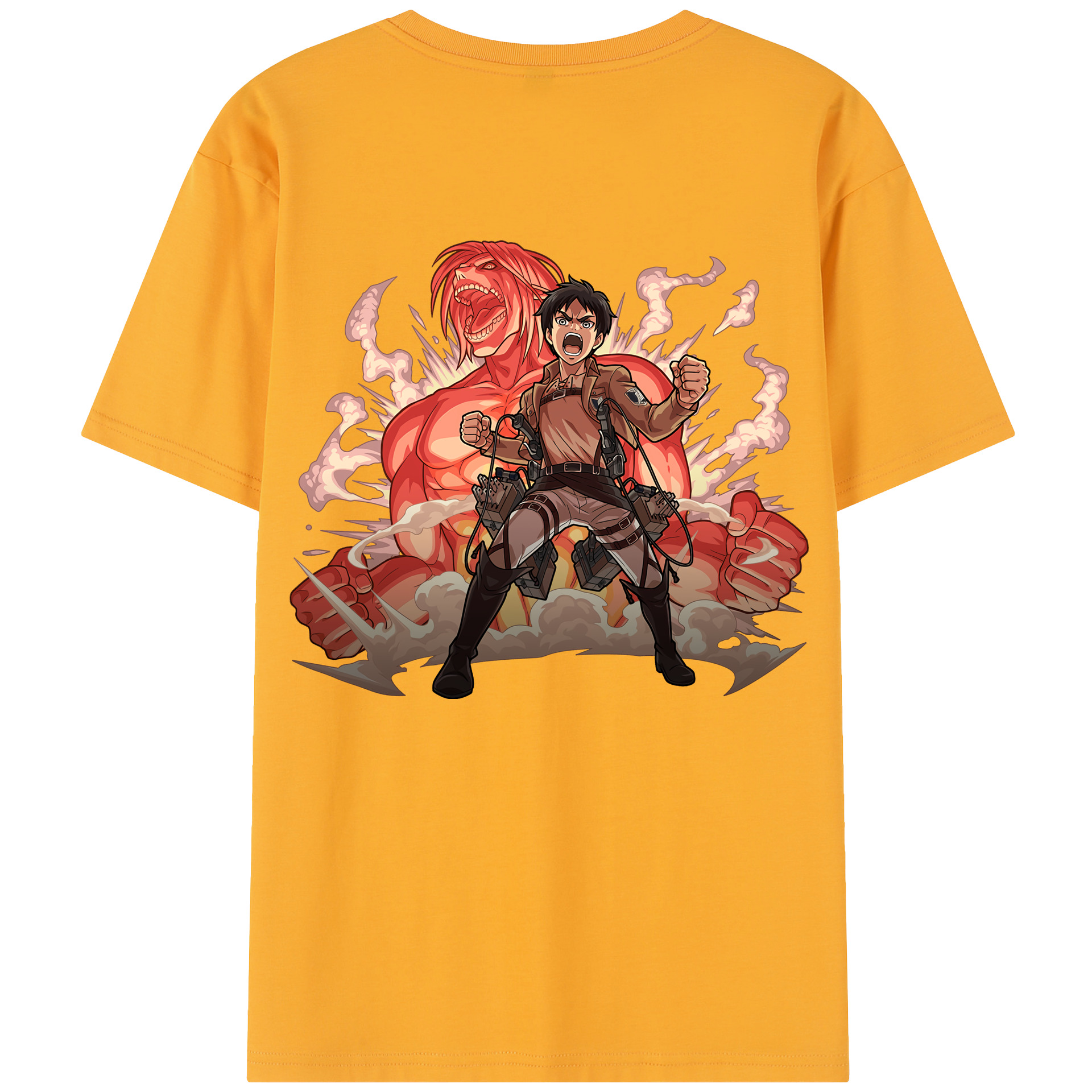 （画像用） 進撃の巨人 エレン･イェーガー Attack on Titan Eren Jäger 綿100％半袖Tシャツ（背面プリント）