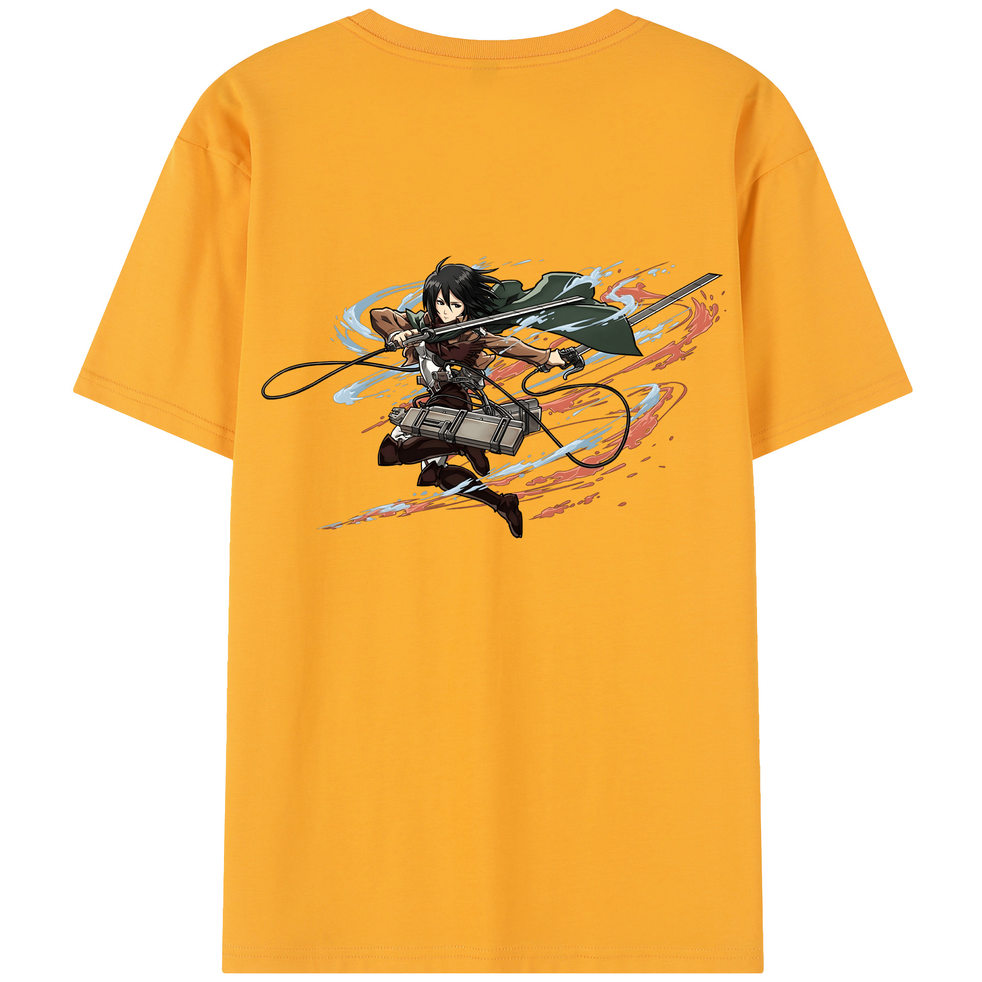 （画像用） 進撃の巨人 ミカサ·アッカーマン Attack on Titan Mikasa Ackerman 綿100％半袖Tシャツ（背面プリント）