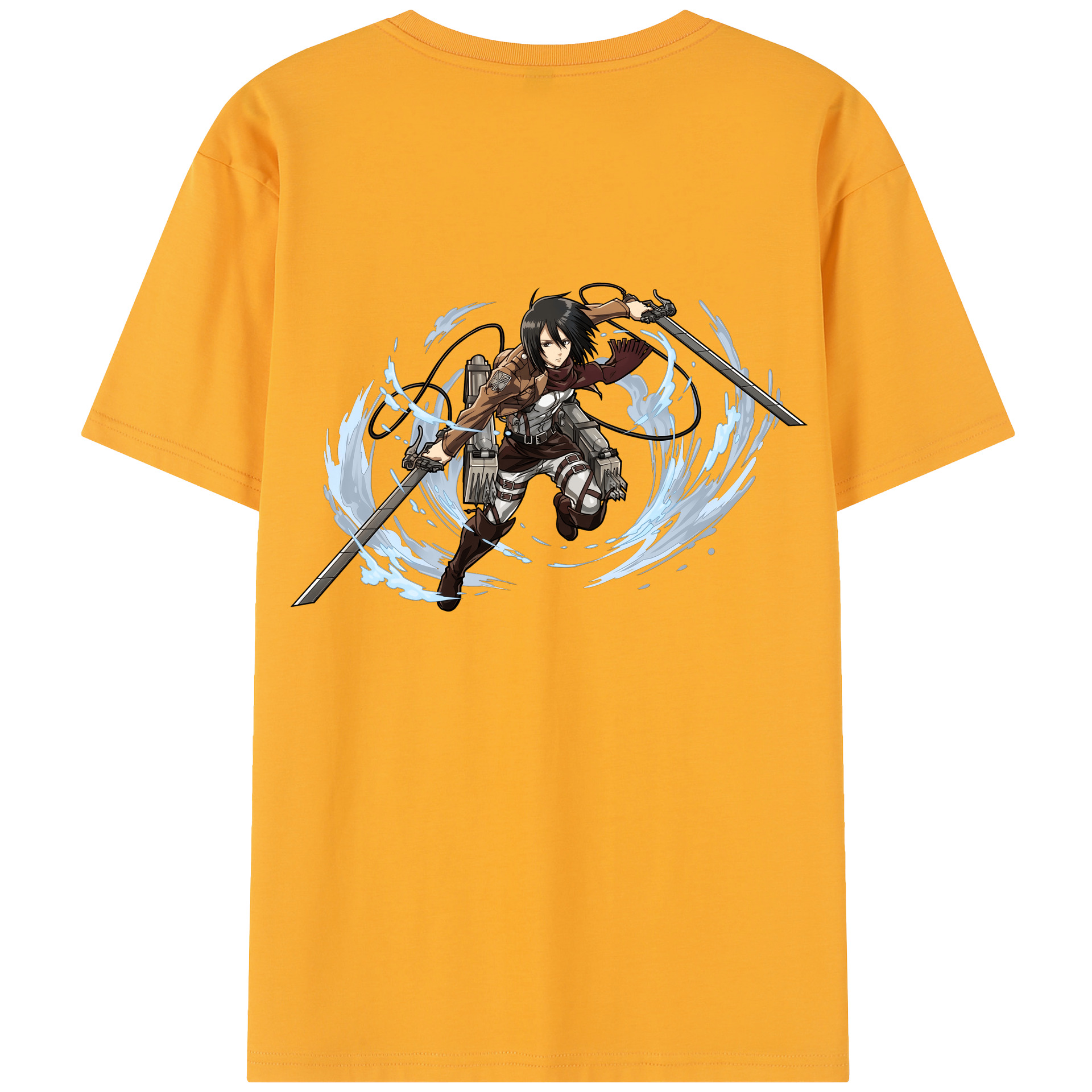（画像用） 進撃の巨人 ミカサ·アッカーマン Attack on Titan Mikasa Ackerman 綿100％半袖Tシャツ（背面プリント）