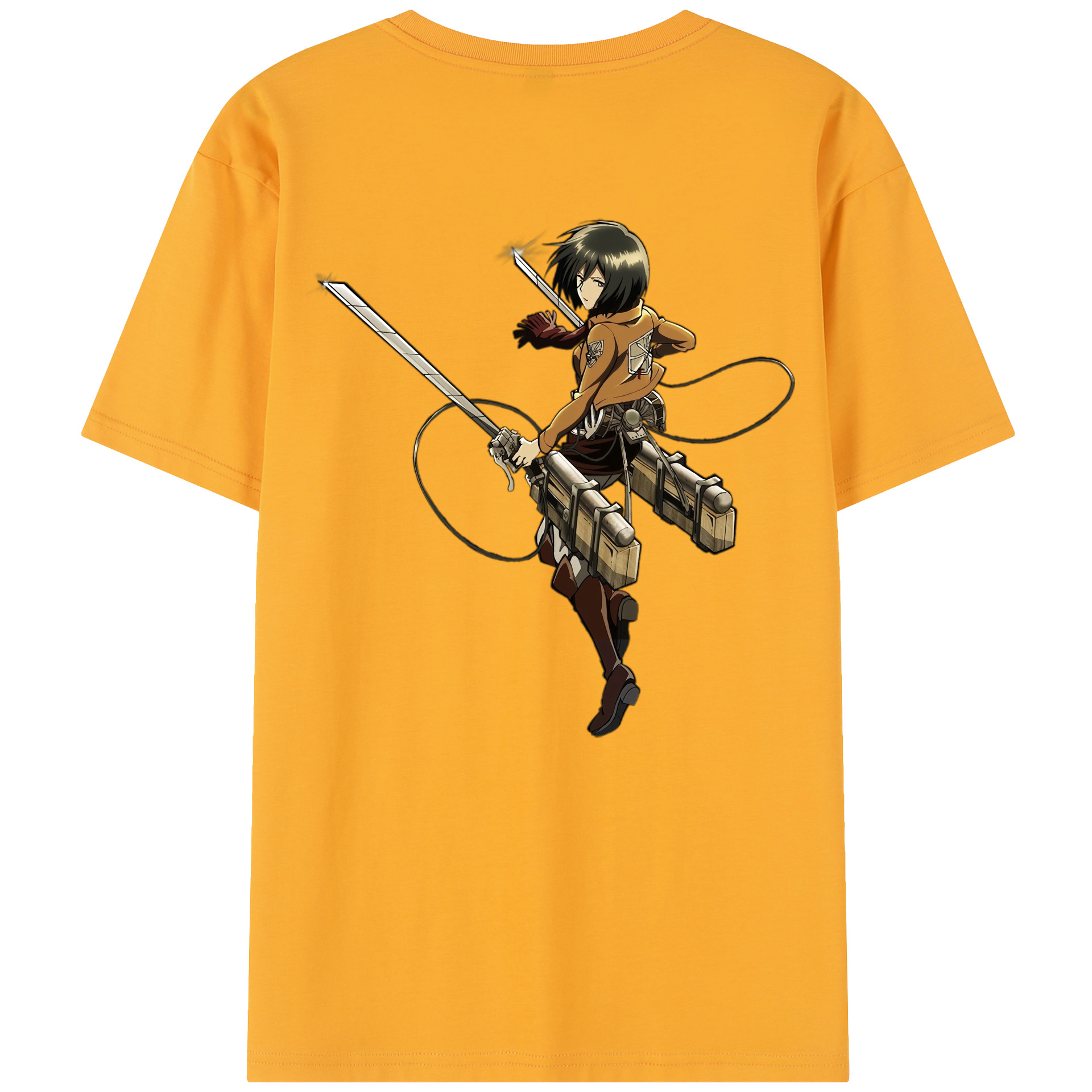 （画像用） 進撃の巨人 ミカサ·アッカーマン Attack on Titan Mikasa Ackerman 綿100％半袖Tシャツ（背面プリント）