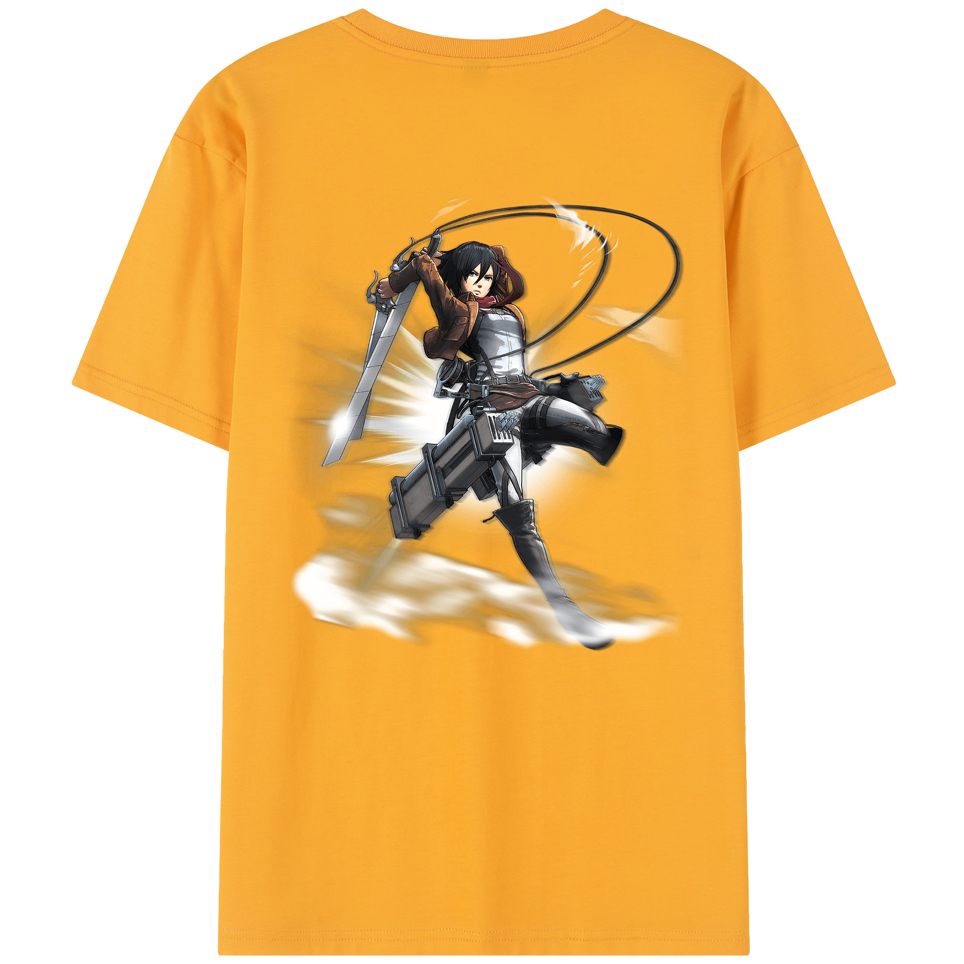 （画像用） 進撃の巨人 ミカサ·アッカーマン Attack on Titan Mikasa Ackerman 綿100％半袖Tシャツ（背面プリント）