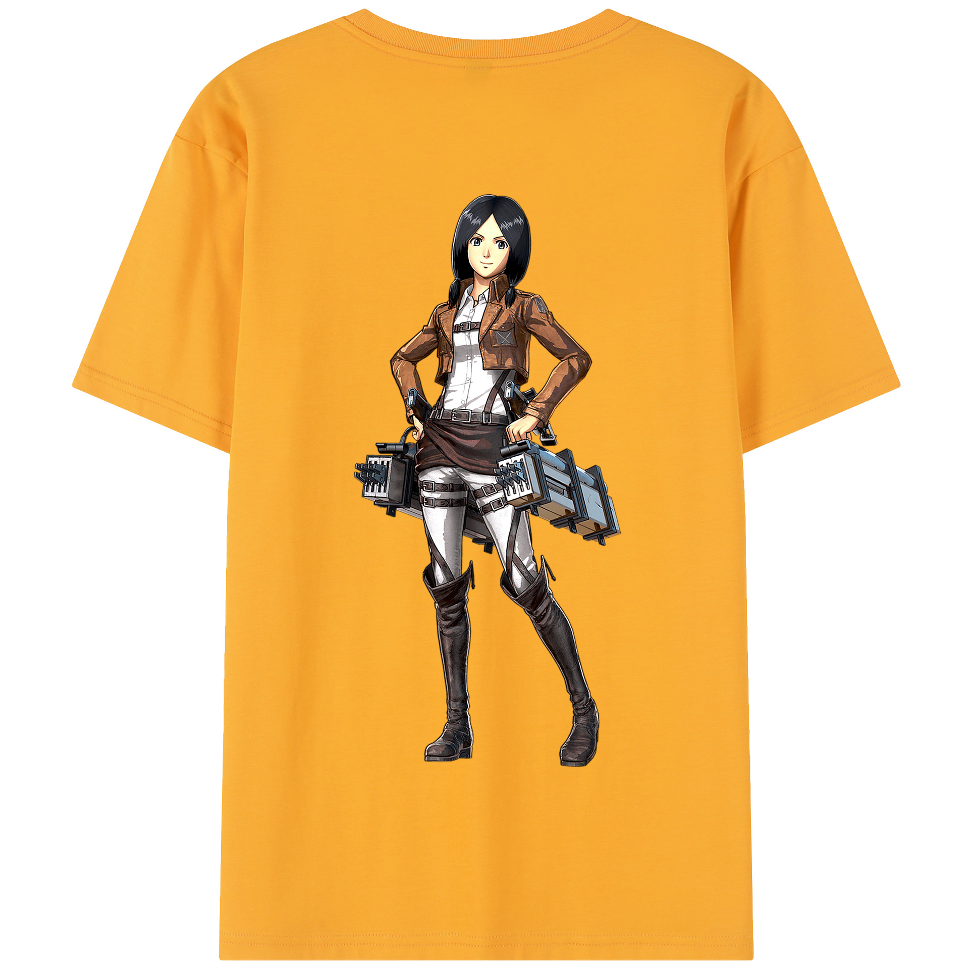 （画像用） 進撃の巨人 ミカサ·アッカーマン Attack on Titan Mikasa Ackerman 綿100％半袖Tシャツ（背面プリント）