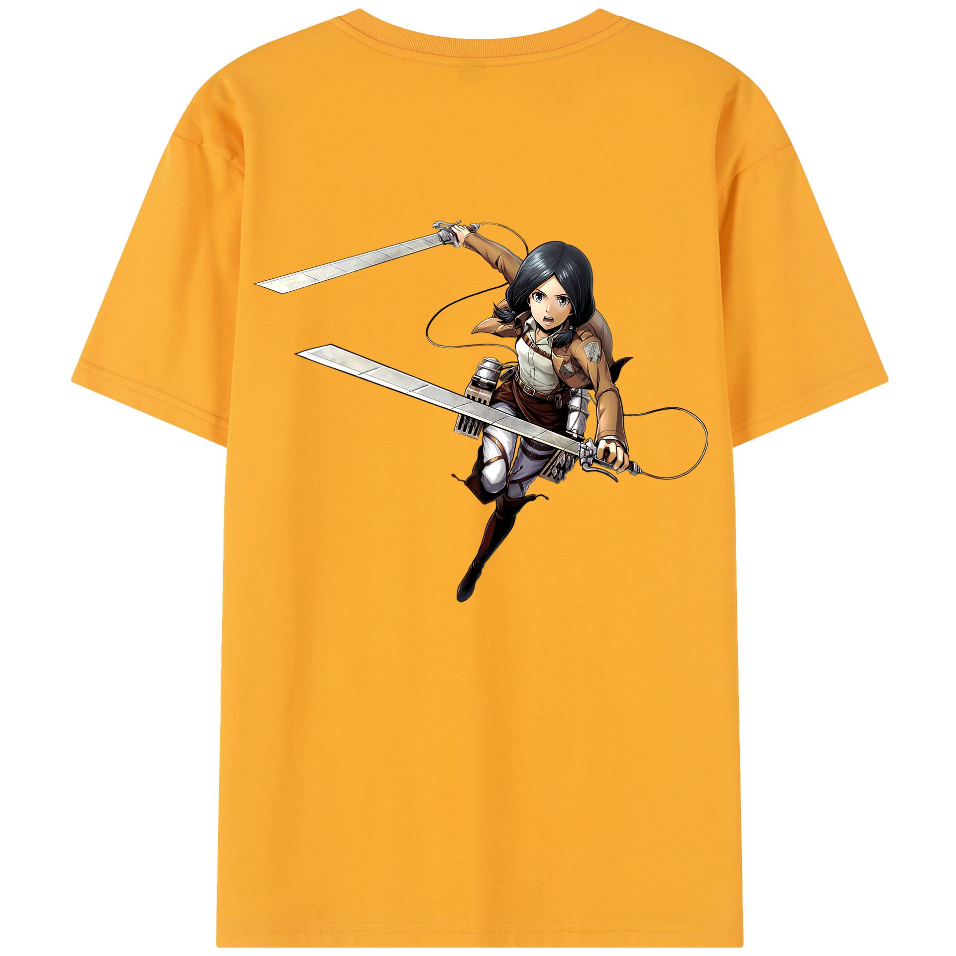 （画像用） 進撃の巨人 ミカサ·アッカーマン Attack on Titan Mikasa Ackerman 綿100％半袖Tシャツ（背面プリント）