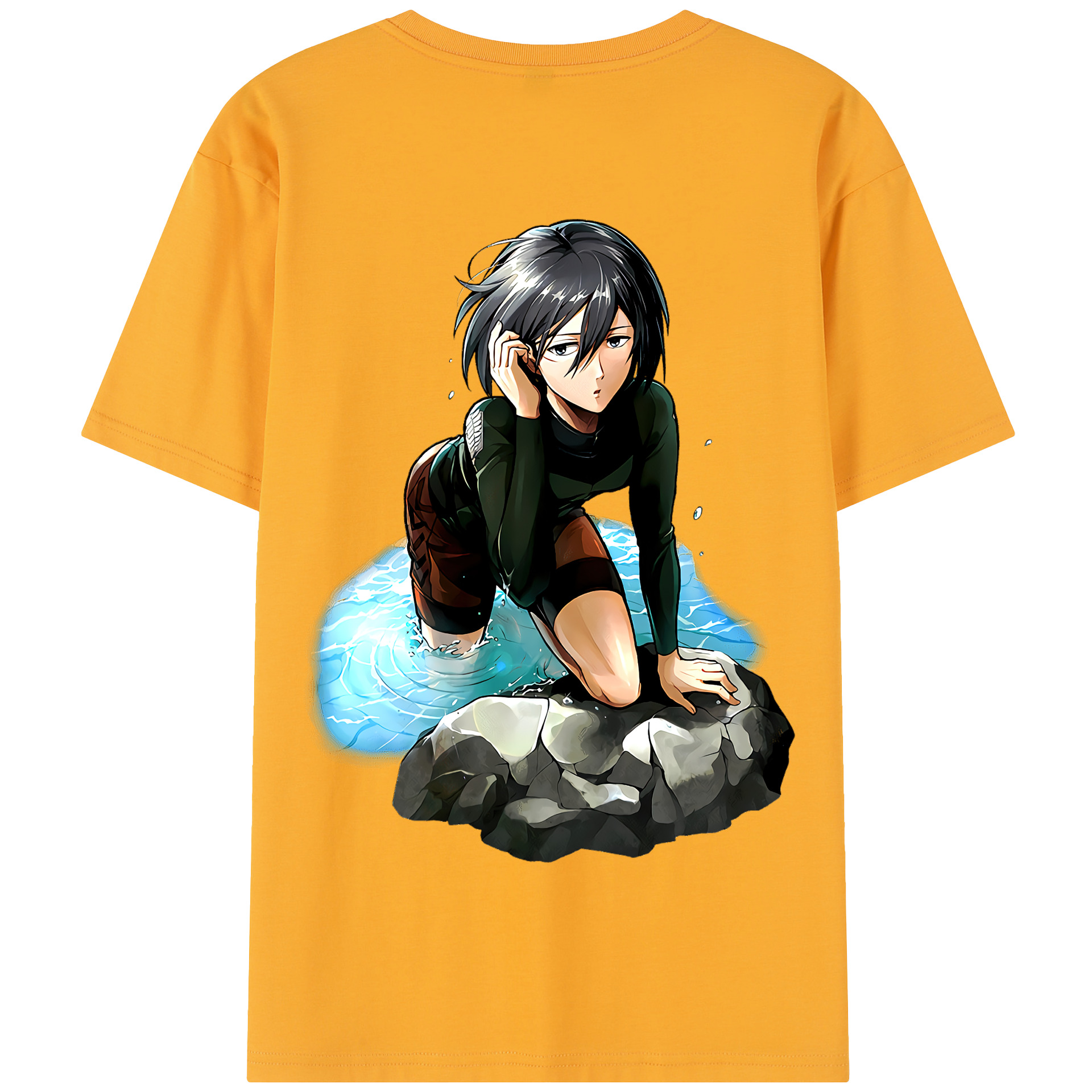 （画像用） 進撃の巨人 ミカサ·アッカーマン Attack on Titan Mikasa Ackerman 綿100％半袖Tシャツ（背面プリント）