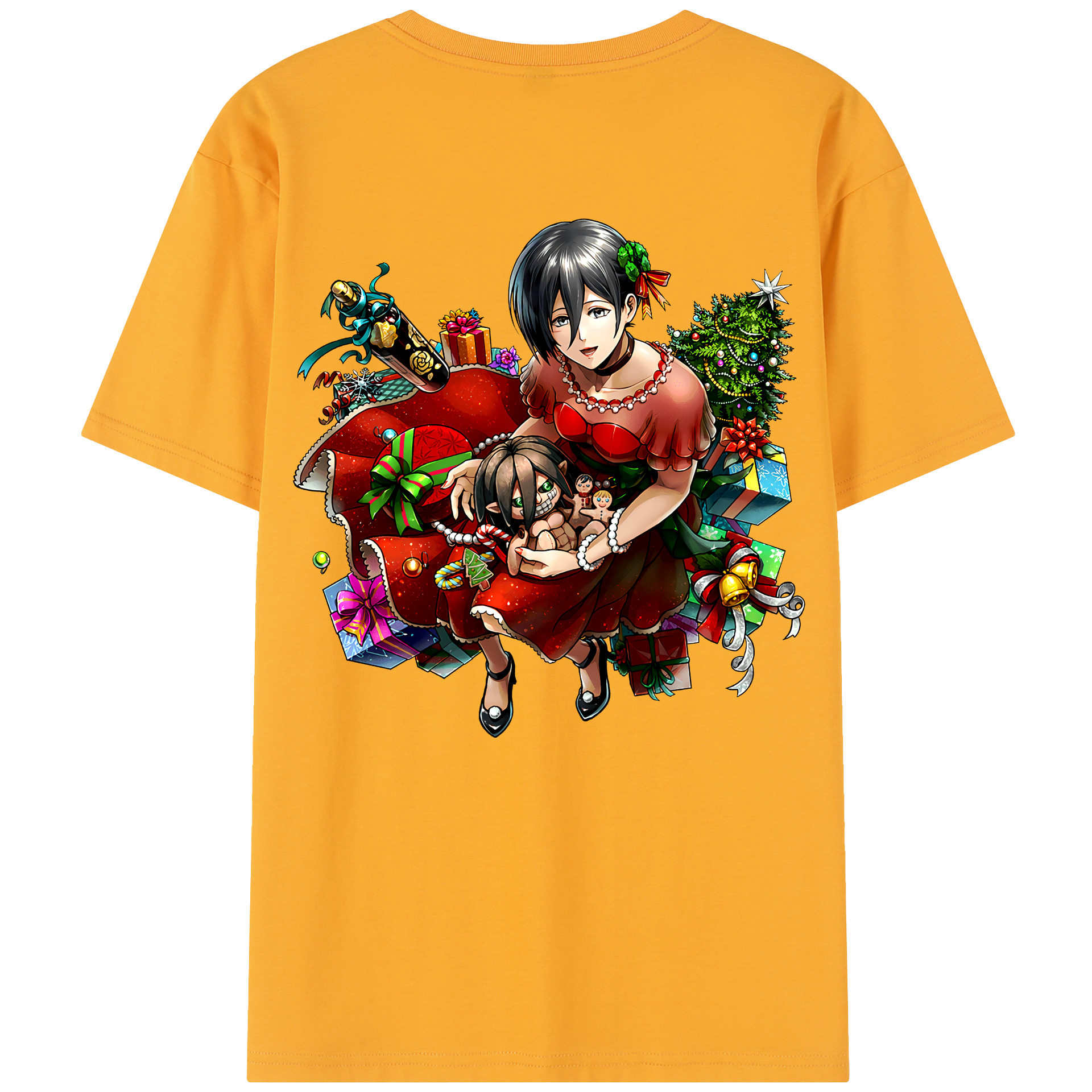 （画像用） 進撃の巨人 ミカサ·アッカーマン Attack on Titan Mikasa Ackerman 綿100％半袖Tシャツ（背面プリント）