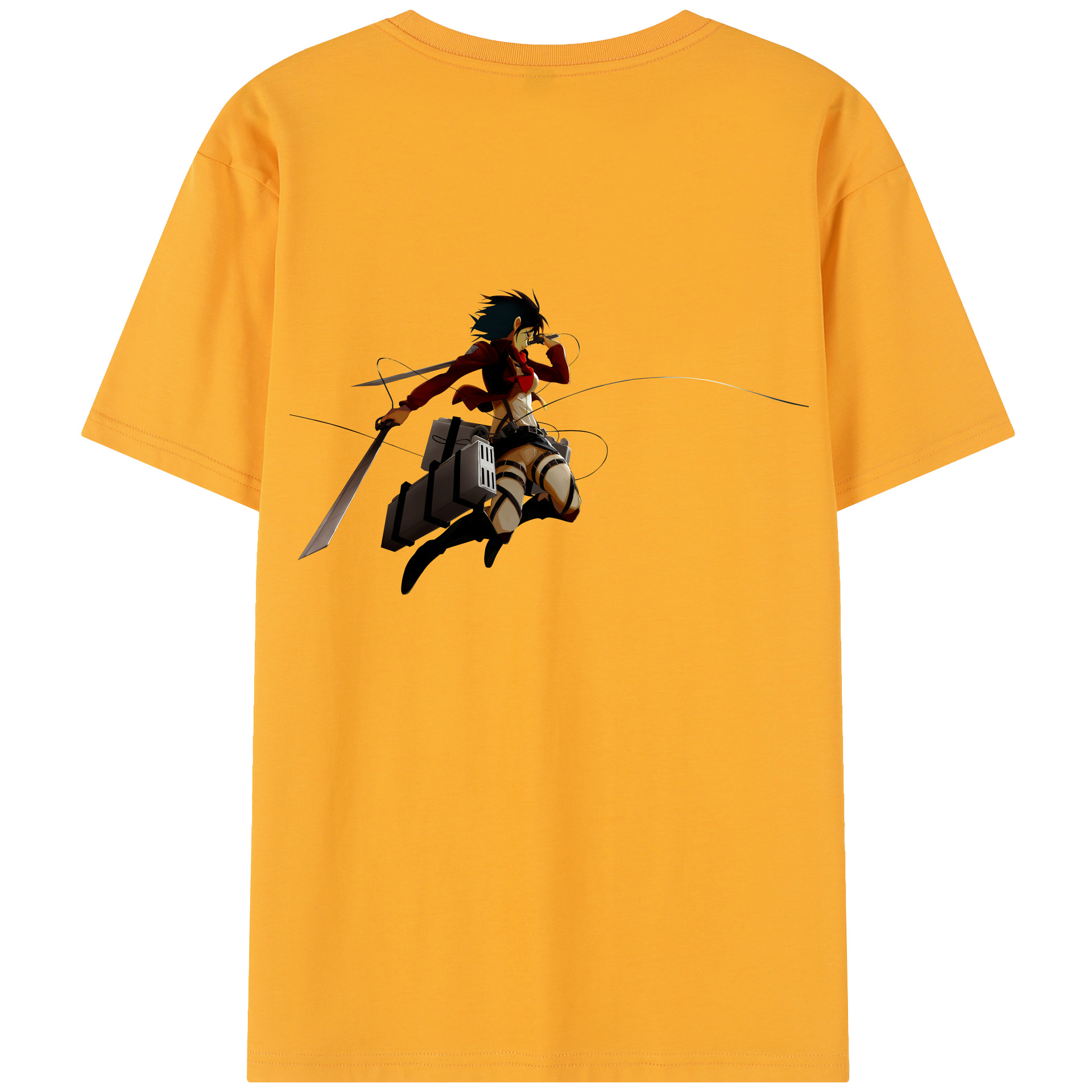 （画像用） 進撃の巨人 ミカサ·アッカーマン Attack on Titan Mikasa Ackerman 綿100％半袖Tシャツ（背面プリント）