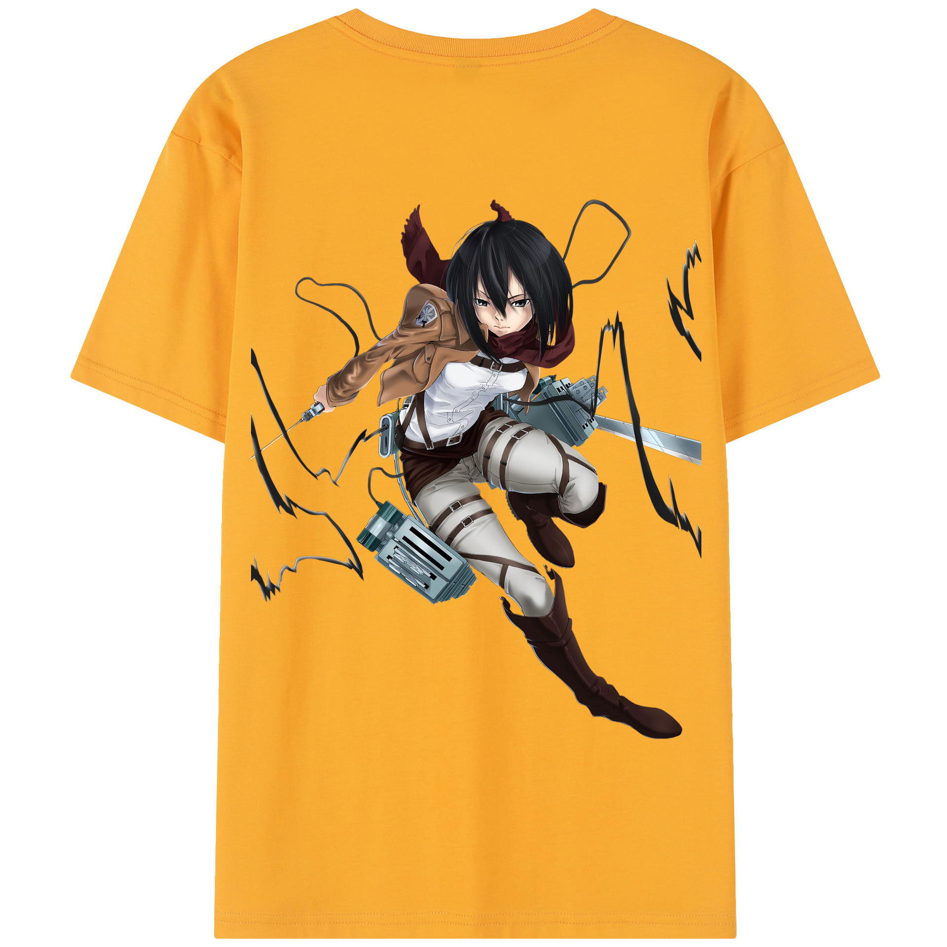 （画像用） 進撃の巨人 ミカサ·アッカーマン Attack on Titan Mikasa Ackerman 綿100％半袖Tシャツ（背面プリント）