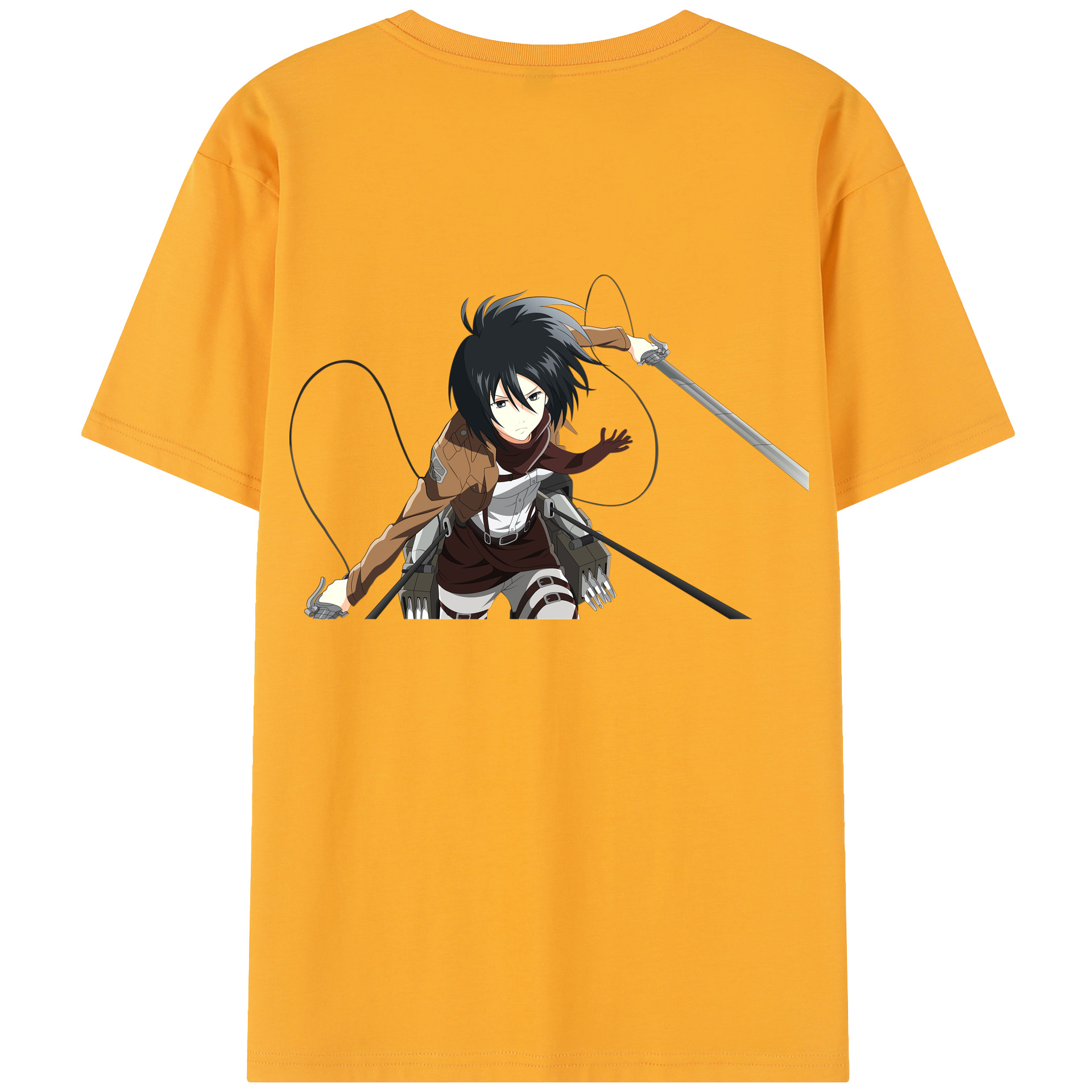 （画像用） 進撃の巨人 ミカサ·アッカーマン Attack on Titan Mikasa Ackerman 綿100％半袖Tシャツ（背面プリント）