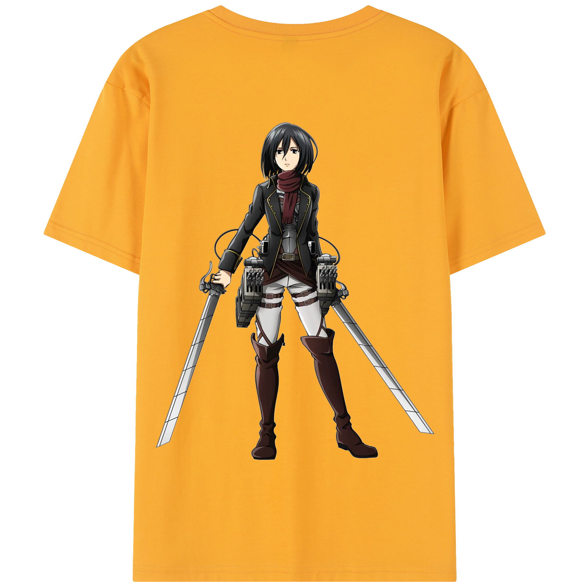 （画像用） 進撃の巨人 ミカサ·アッカーマン Attack on Titan Mikasa Ackerman 綿100％半袖Tシャツ（背面プリント）