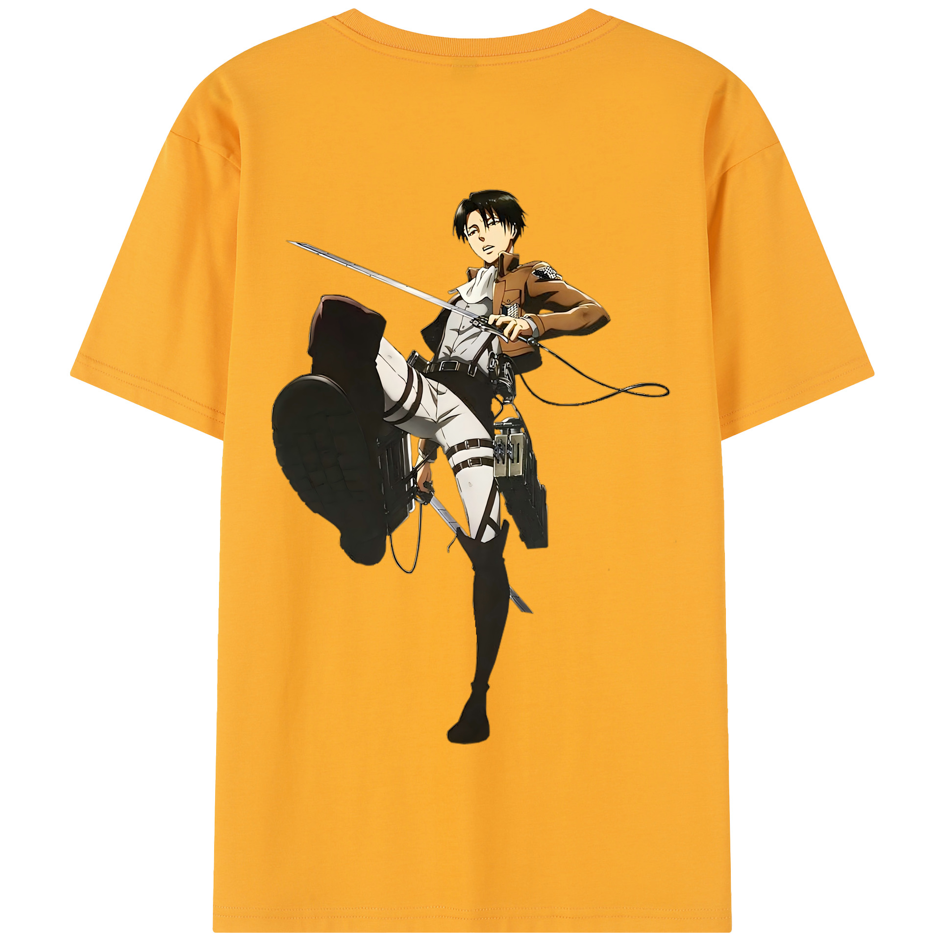 （画像用） 進撃の巨人 リヴァイ·アッカーマン Attack on Titan Levi Ackerman 綿100％半袖Tシャツ（背面プリント）