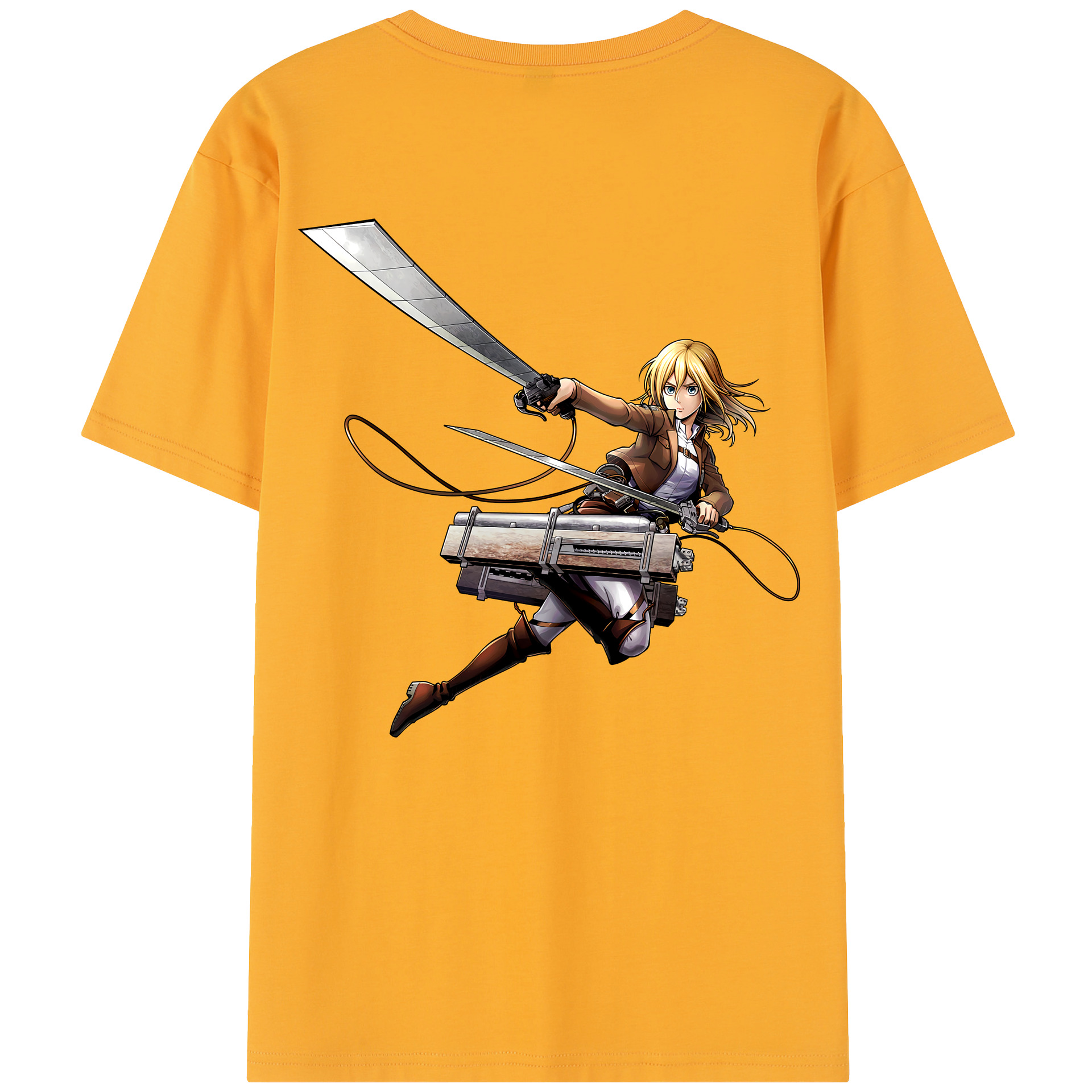 （画像用） 進撃の巨人 クリスタ·レンズ Attack on Titan Christa Lenz 綿100％半袖Tシャツ（背面プリント）