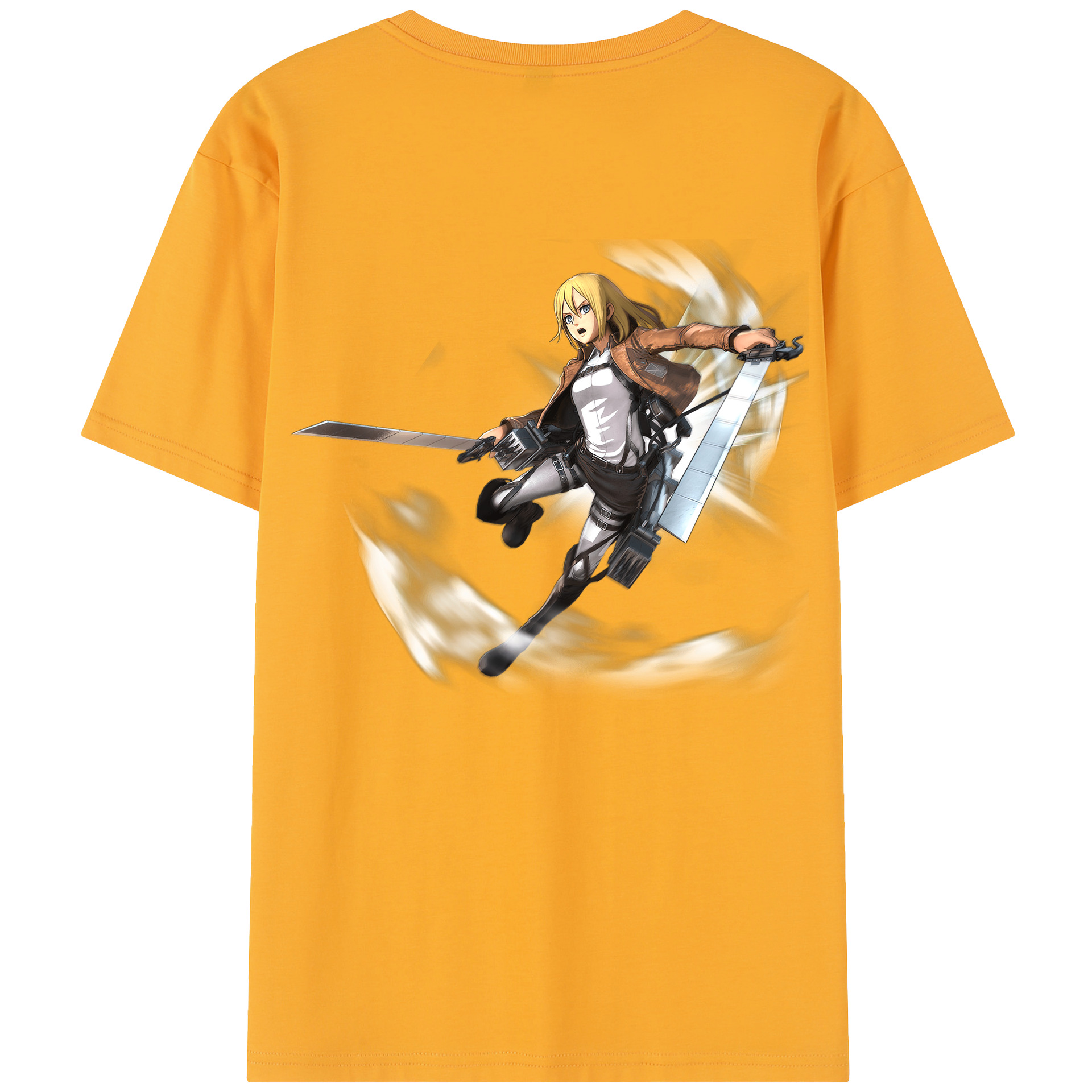 （画像用） 進撃の巨人 クリスタ·レンズ Attack on Titan Christa Lenz 綿100％半袖Tシャツ（背面プリント）