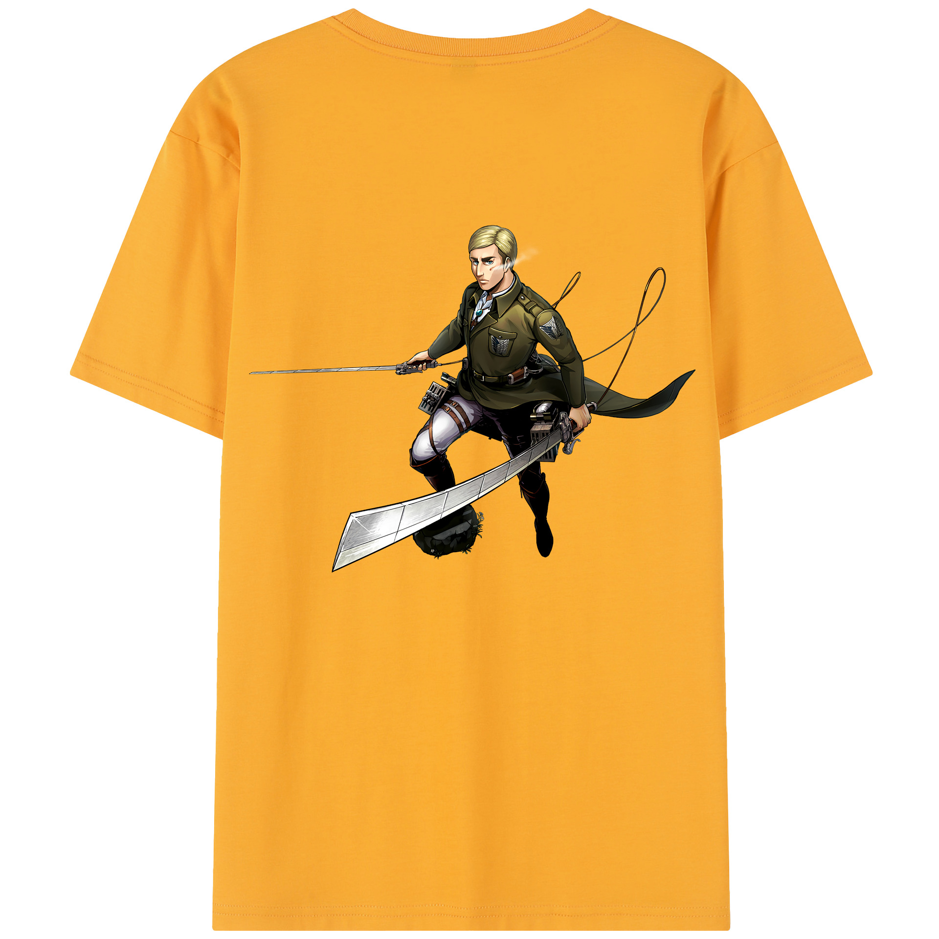 （画像用） 進撃の巨人 エルヴィン・スミス Attack on Titan Erwin Smith 綿100％半袖Tシャツ（背面プリント）