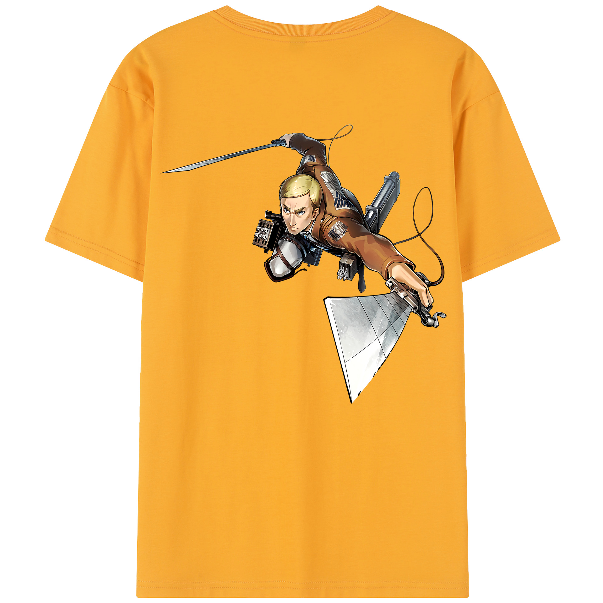 （画像用） 進撃の巨人 エルヴィン・スミス Attack on Titan Erwin Smith 綿100％半袖Tシャツ（背面プリント）