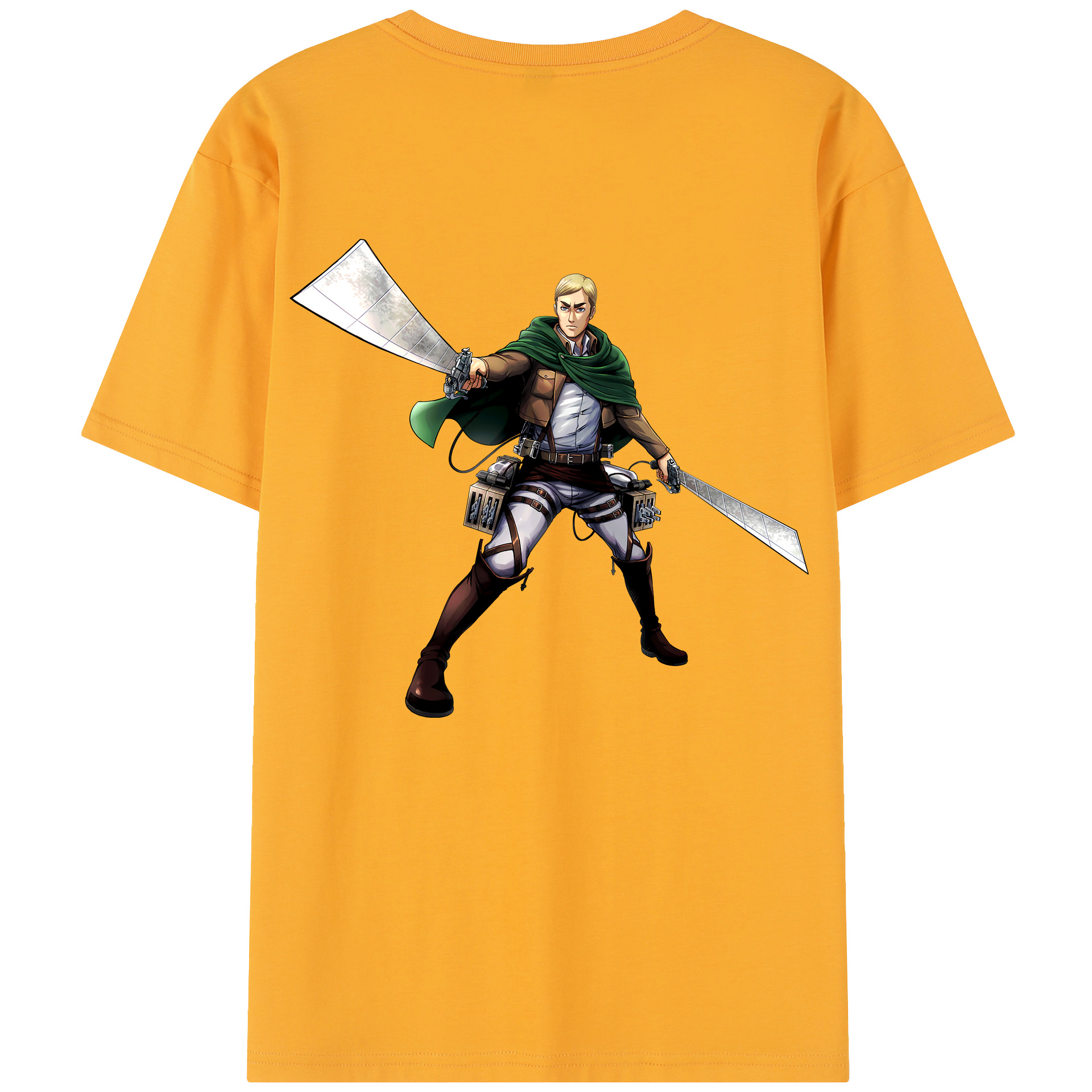 （画像用） 進撃の巨人 エルヴィン・スミス Attack on Titan Erwin Smith 綿100％半袖Tシャツ（背面プリント）