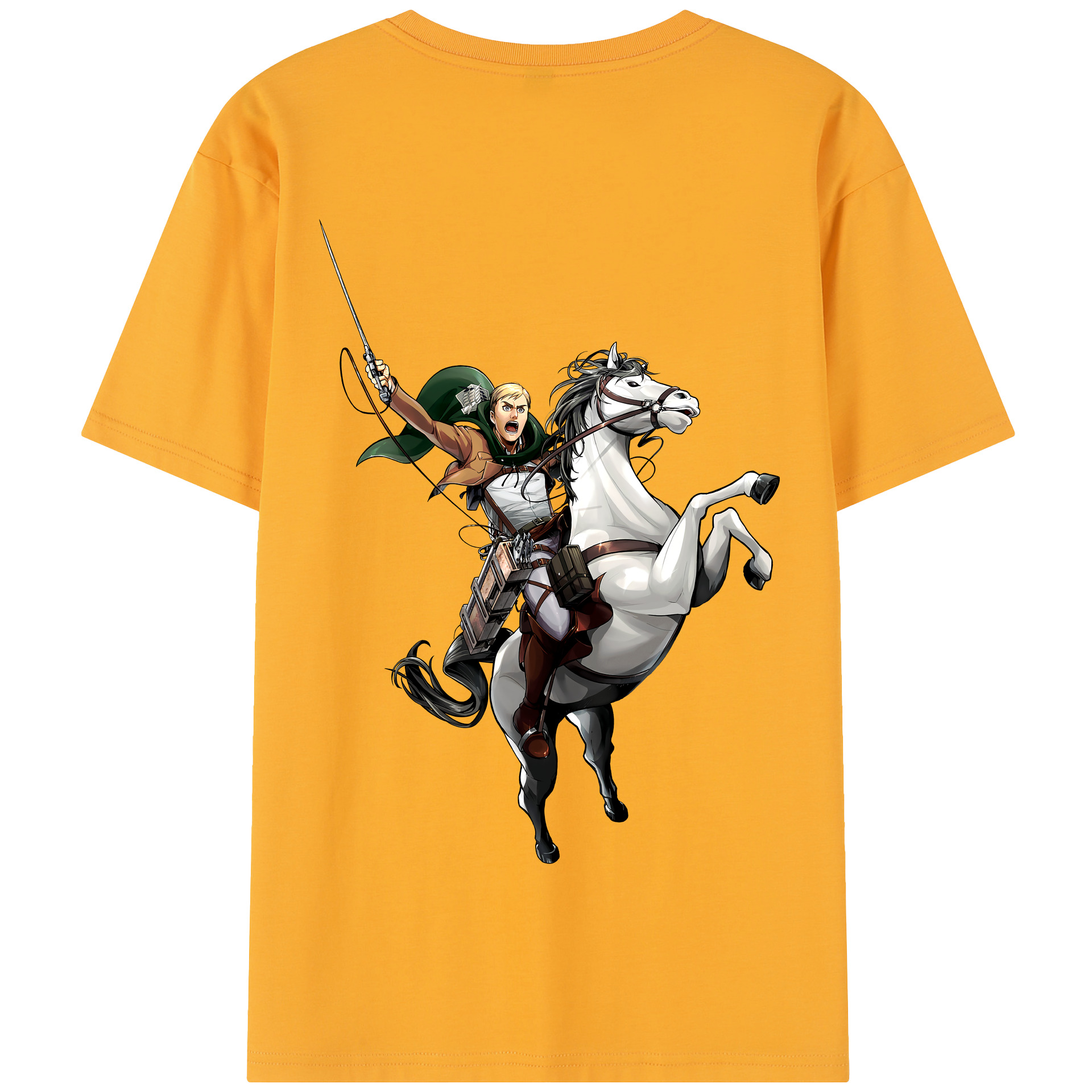 （画像用） 進撃の巨人 エルヴィン・スミス Attack on Titan Erwin Smith 綿100％半袖Tシャツ（背面プリント）