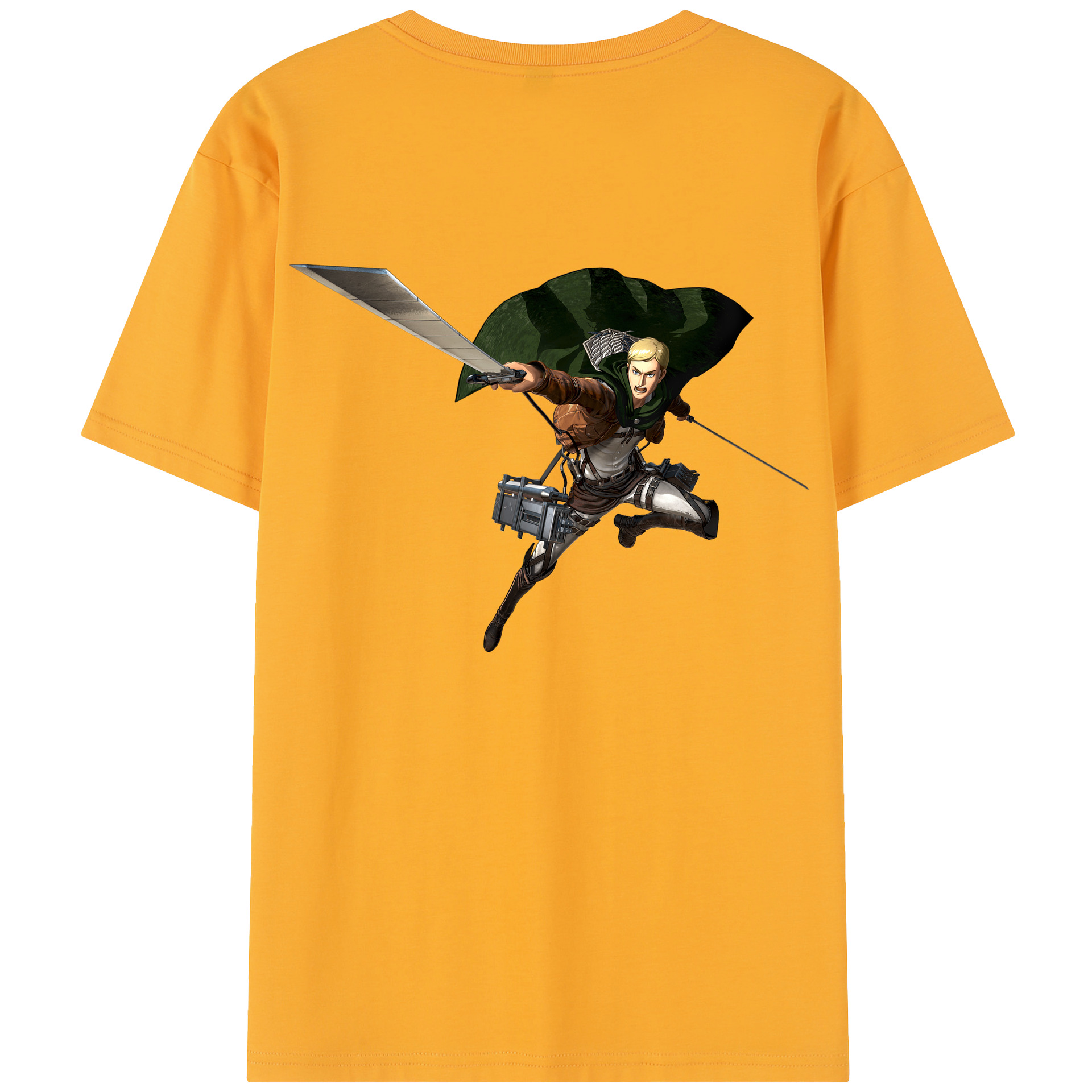 （画像用） 進撃の巨人 エルヴィン・スミス Attack on Titan Erwin Smith 綿100％半袖Tシャツ（背面プリント）