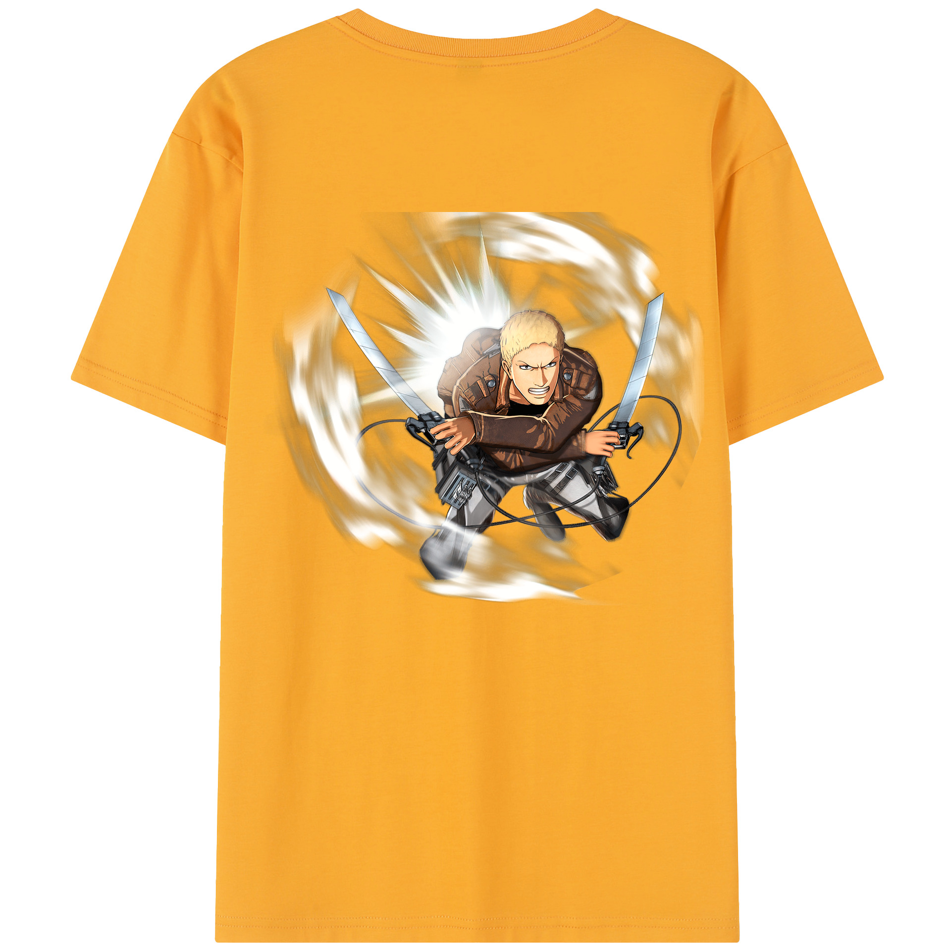 （画像用） 進撃の巨人 ライナー・ブラウン Attack on Titan Reiner Braun 綿100％半袖Tシャツ（背面プリント）