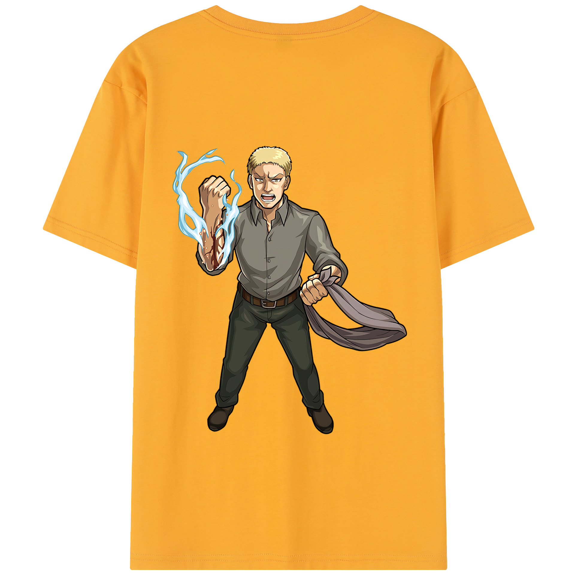 （画像用） 進撃の巨人 ライナー・ブラウン Attack on Titan Reiner Braun 綿100％半袖Tシャツ（背面プリント）