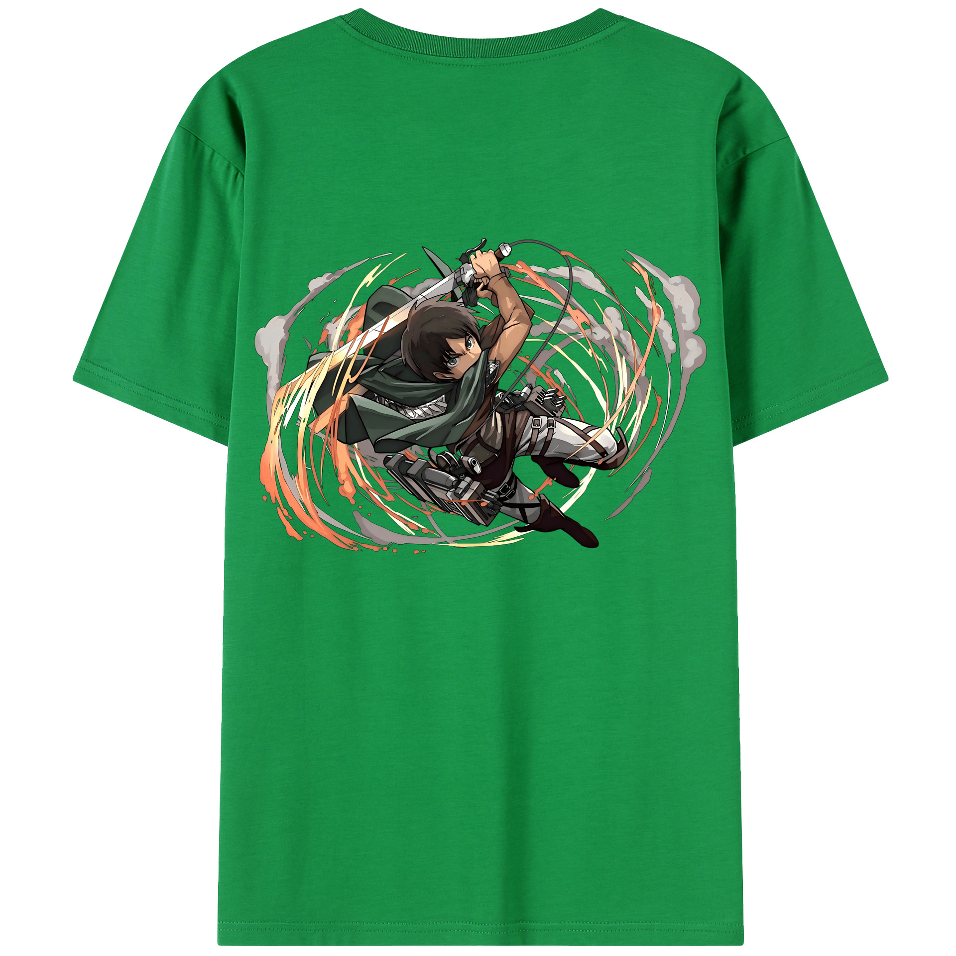 （画像用） 進撃の巨人 エレン･イェーガー Attack on Titan Eren Jäger 綿100％半袖Tシャツ（背面プリント）