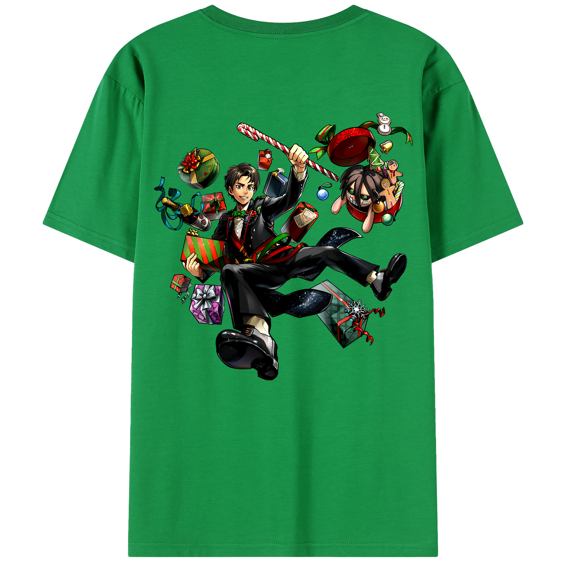 （画像用） 進撃の巨人 エレン･イェーガー Attack on Titan Eren Jäger 綿100％半袖Tシャツ（背面プリント）