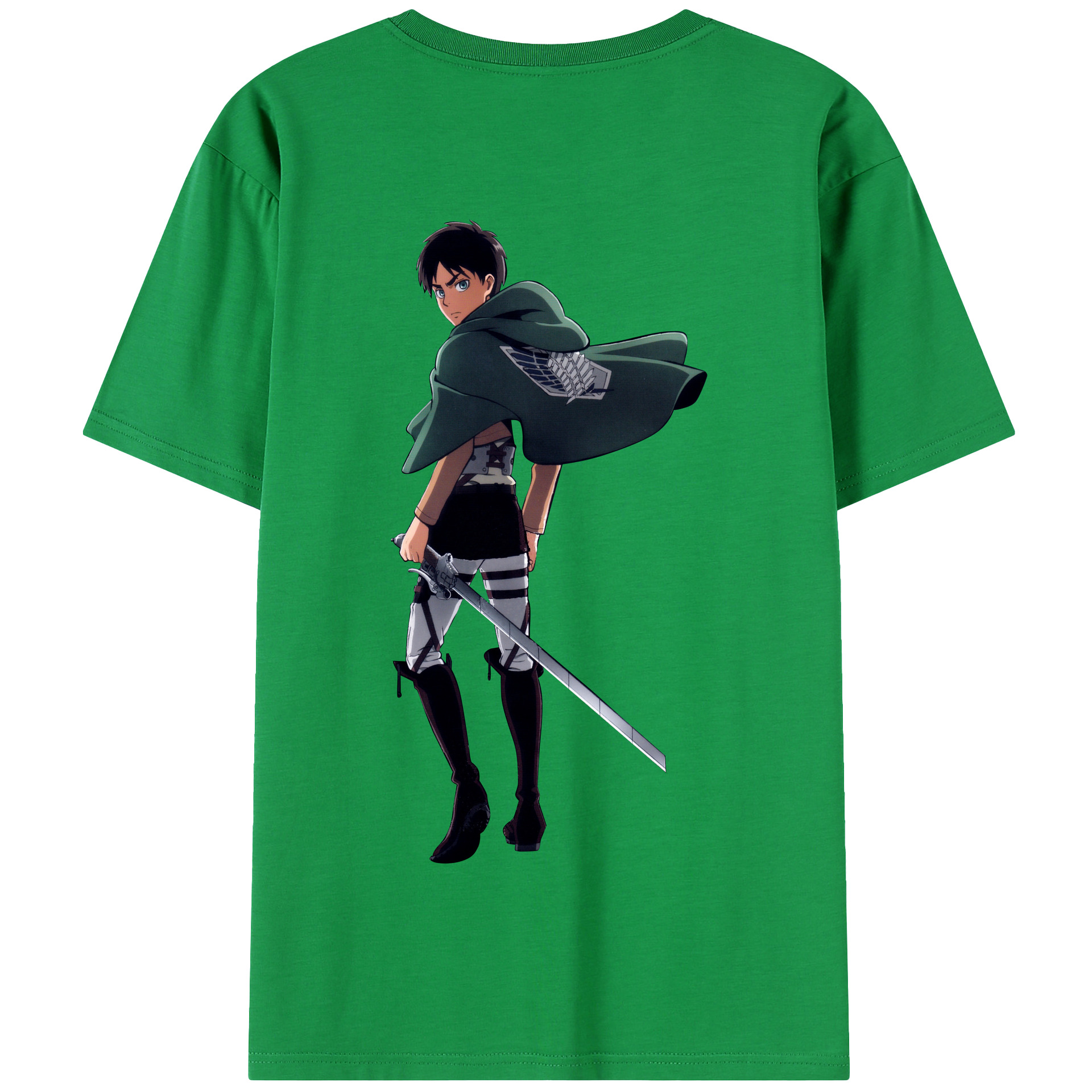 （画像用） 進撃の巨人 エレン･イェーガー Attack on Titan Eren Jäger 綿100％半袖Tシャツ（背面プリント）