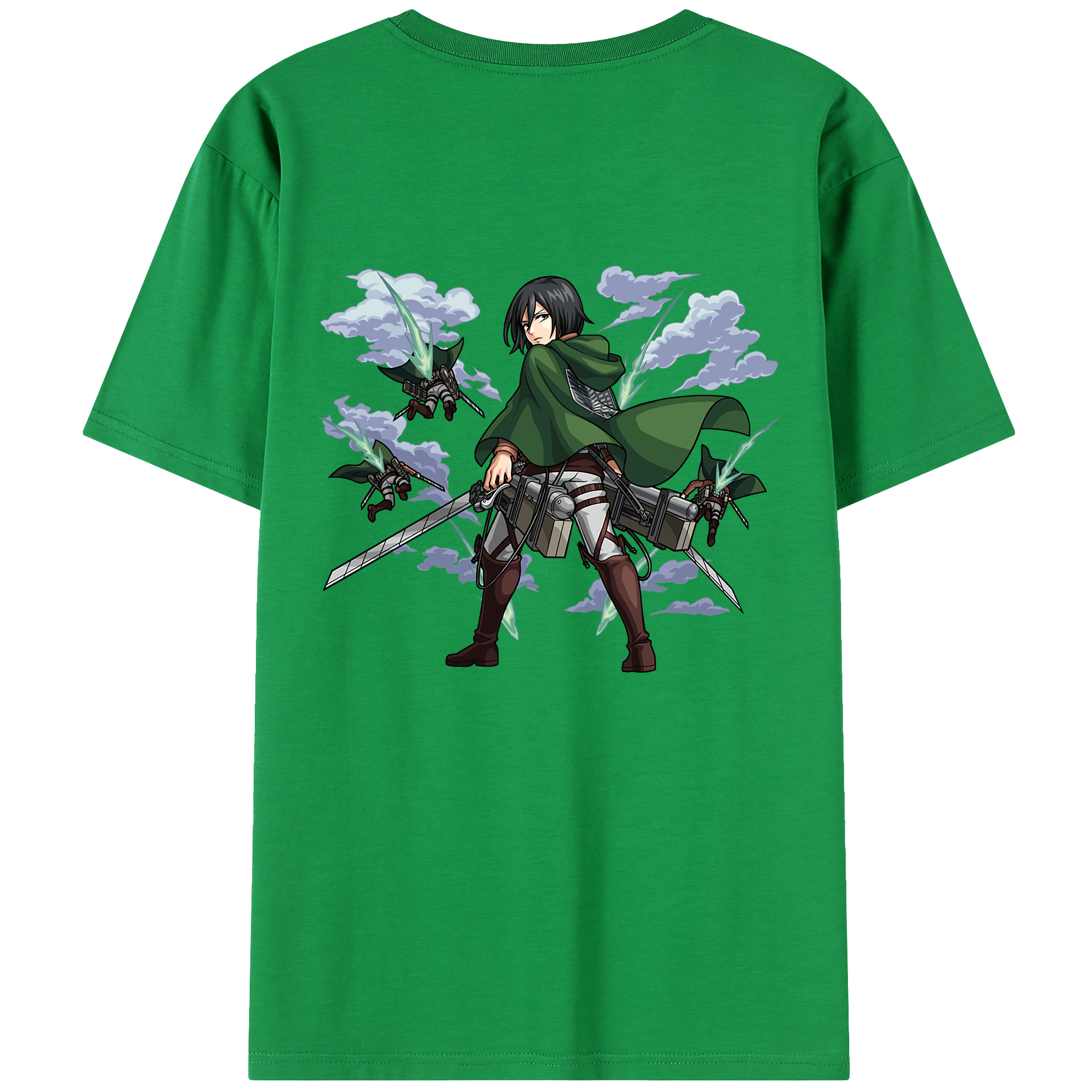 （画像用） 進撃の巨人 ミカサ·アッカーマン Attack on Titan Mikasa Ackerman 綿100％半袖Tシャツ（背面プリント）
