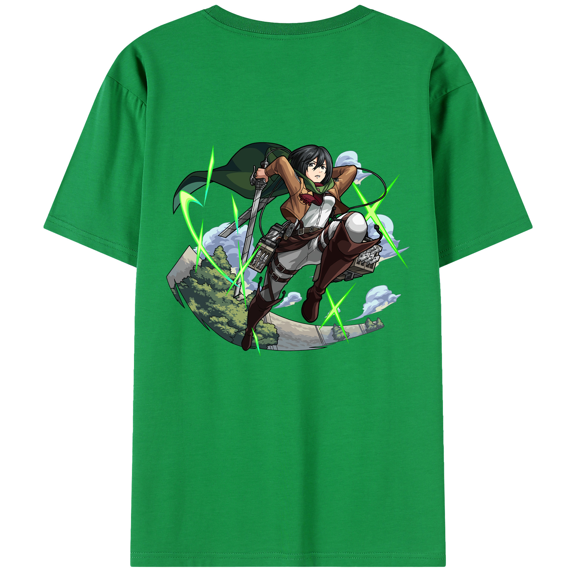 （画像用） 進撃の巨人 ミカサ·アッカーマン Attack on Titan Mikasa Ackerman 綿100％半袖Tシャツ（背面プリント）