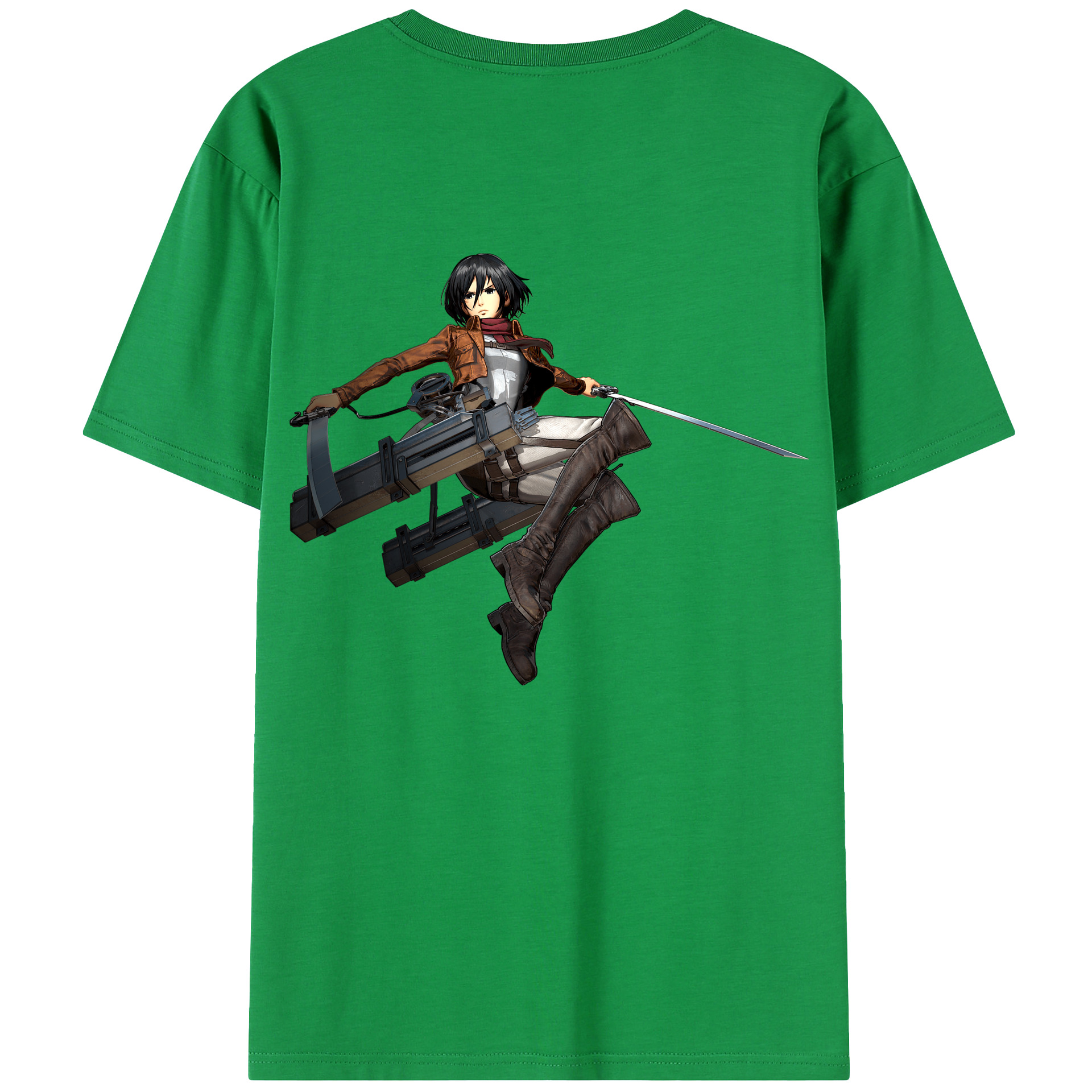 （画像用） 進撃の巨人 ミカサ·アッカーマン Attack on Titan Mikasa Ackerman 綿100％半袖Tシャツ（背面プリント）