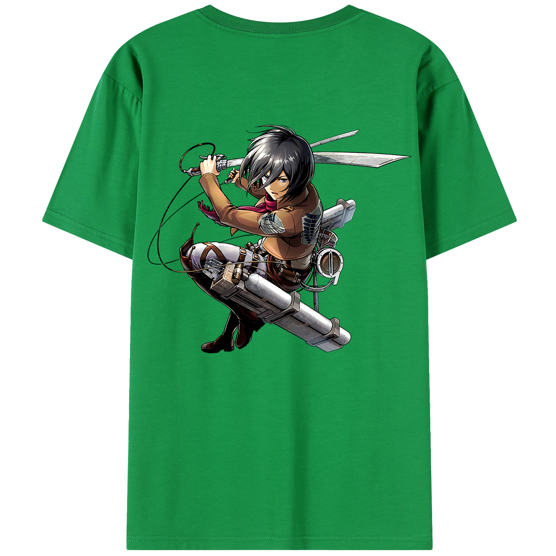 （画像用） 進撃の巨人 ミカサ·アッカーマン Attack on Titan Mikasa Ackerman 綿100％半袖Tシャツ（背面プリント）