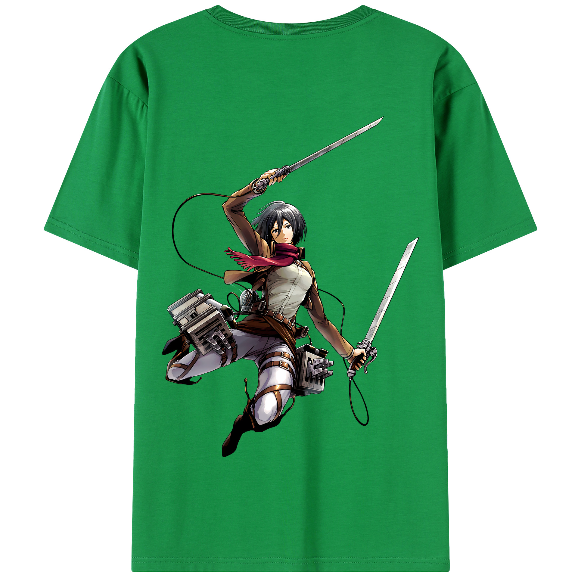 （画像用） 進撃の巨人 ミカサ·アッカーマン Attack on Titan Mikasa Ackerman 綿100％半袖Tシャツ（背面プリント）
